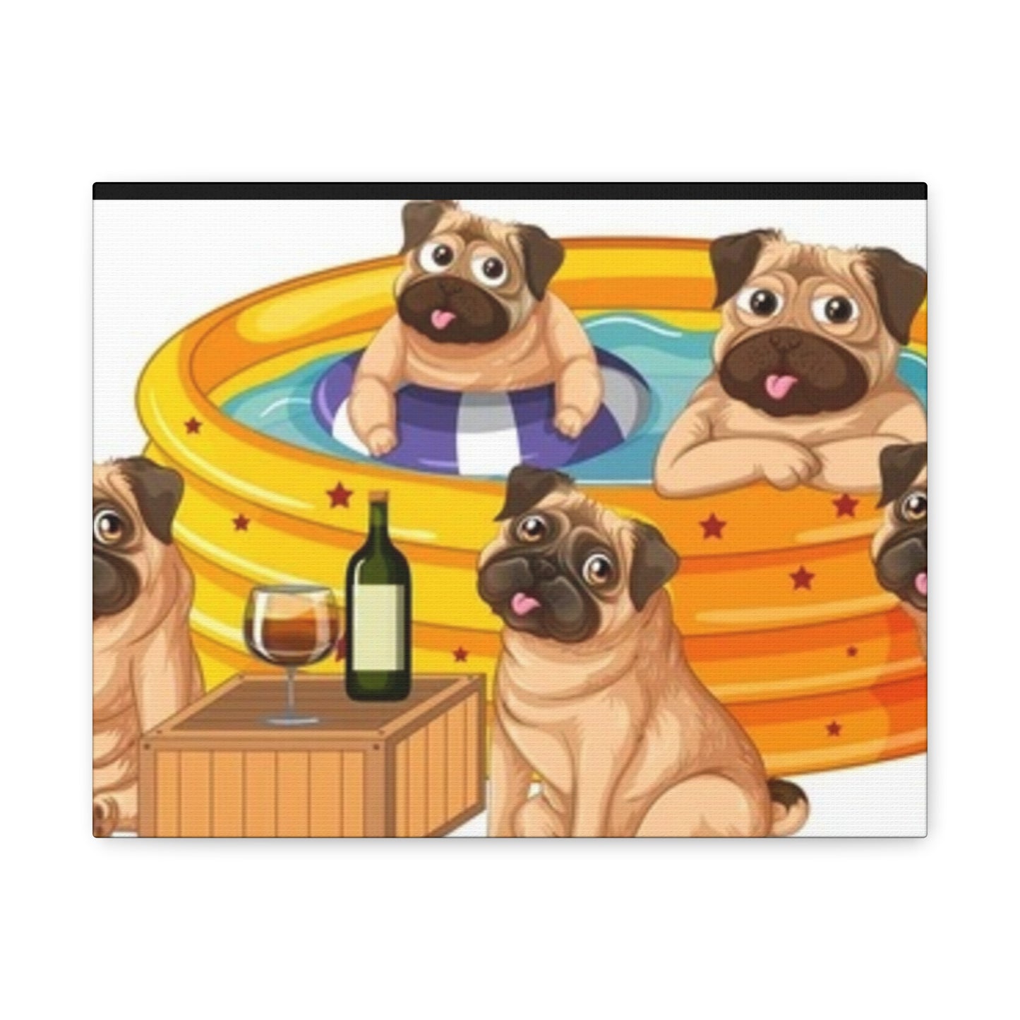 Pug Pool Party Canvas Art - Fun Pet Decor
