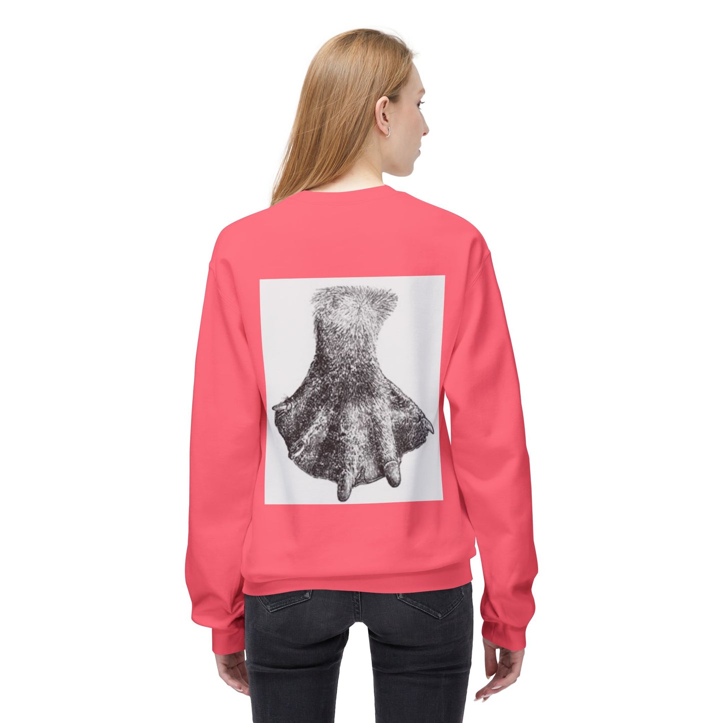 Artistic Fleece Crewneck Sweatshirt with Unique Dress Design