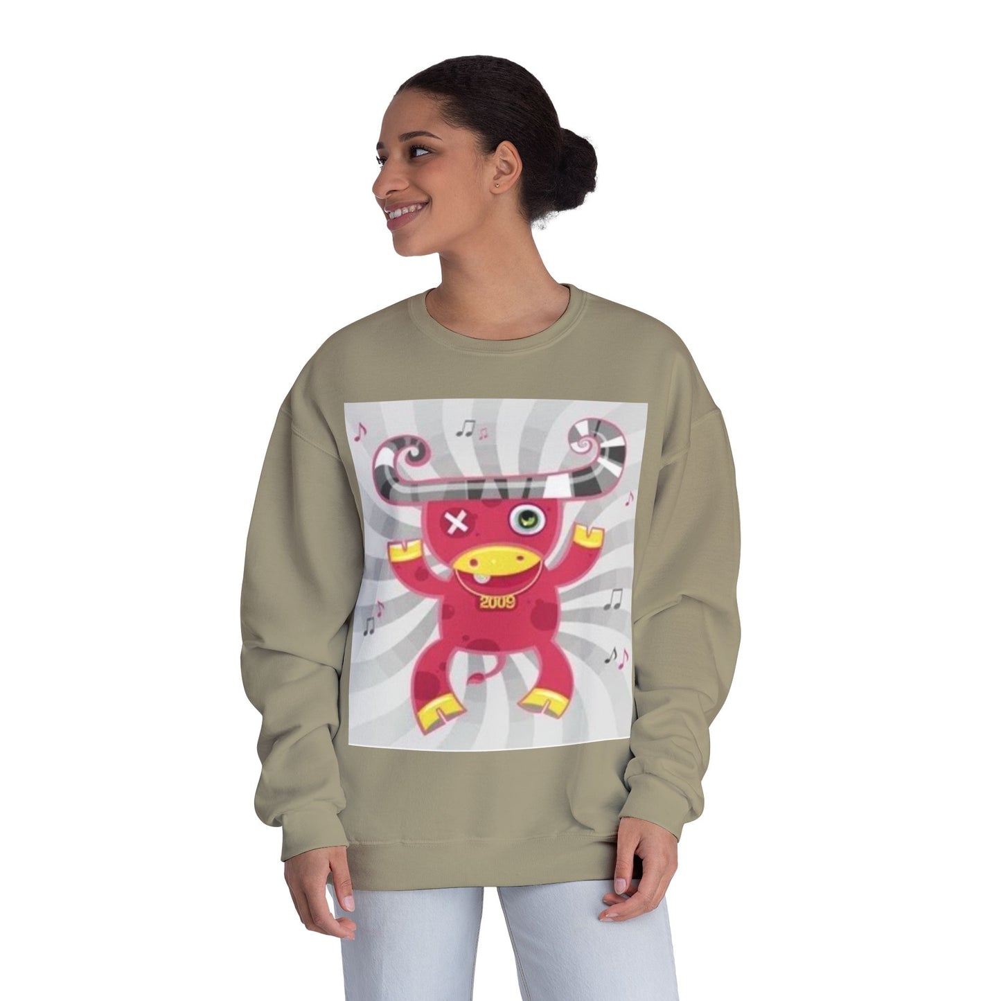 Fun Cartoon Monster Crewneck Sweatshirt - Unisex