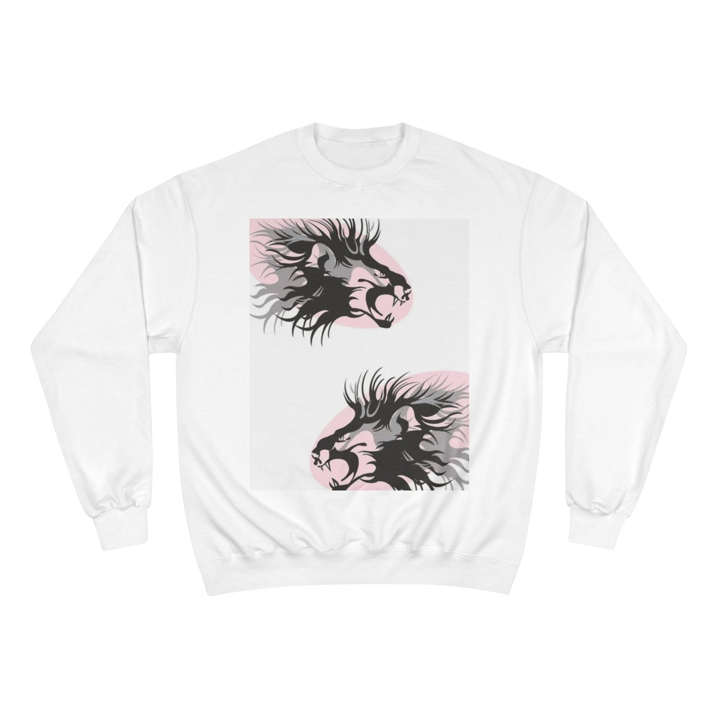 Fierce Lion Champion Sweatshirt - Bold Graphic, Unisex Casualwear