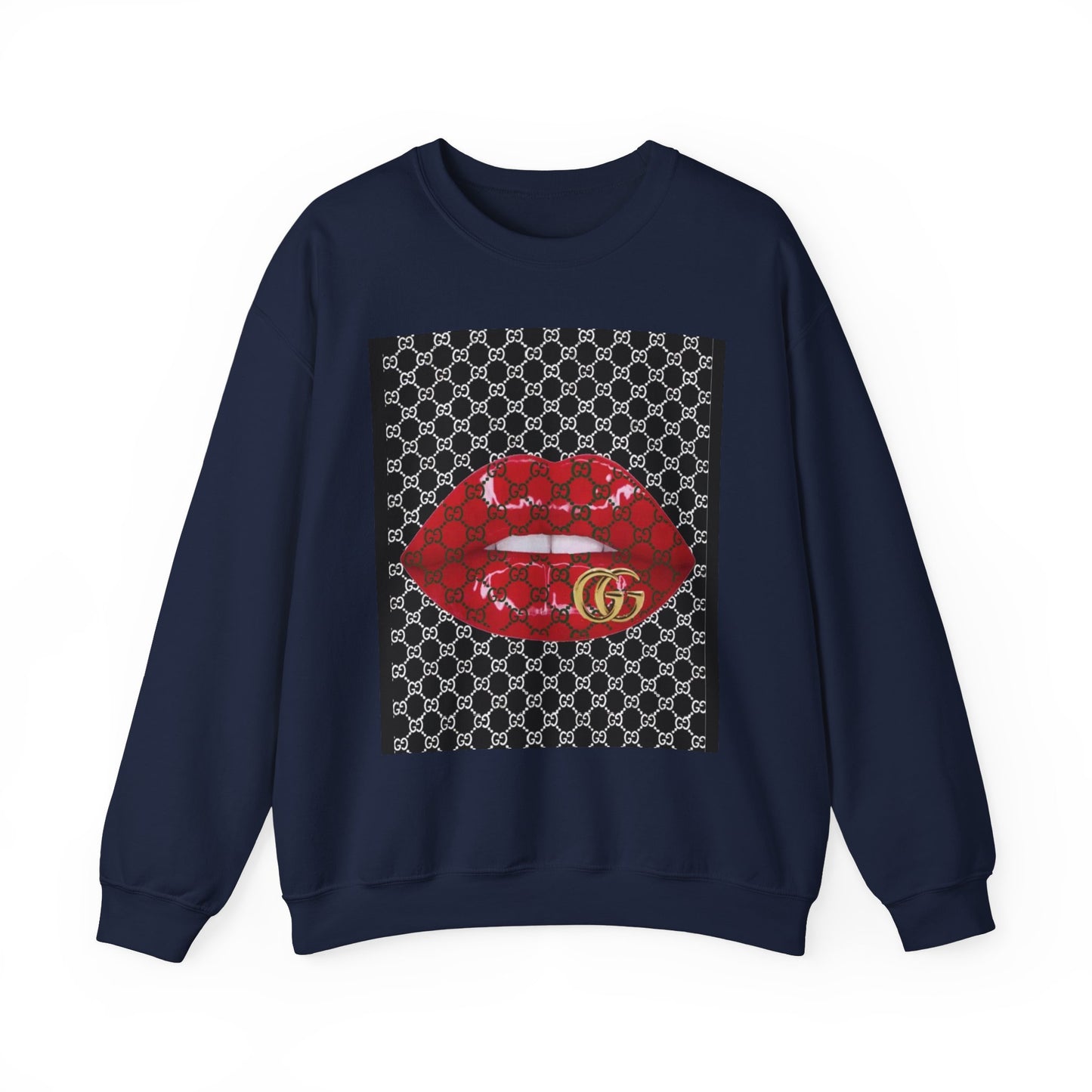 Trendy Unisex Graphic Crewneck Sweatshirt with Lip Design