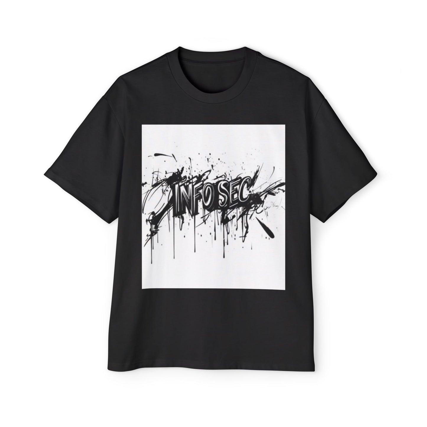 Men's Oversized Info Sec Tee - Urban Streetwear Graphic T-Shirt