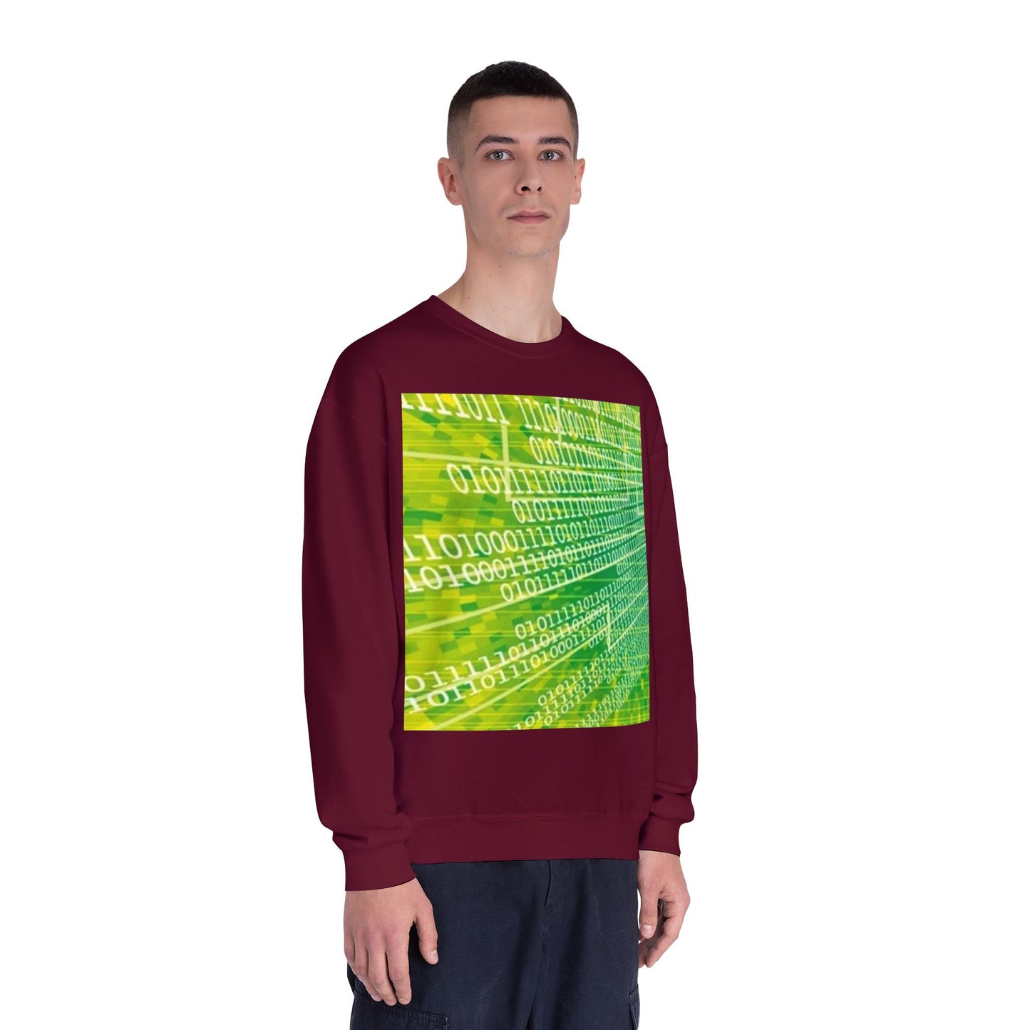 Binary Code Inspired Unisex Crewneck Sweatshirt - Tech Vibe for Cyber Enthusiasts