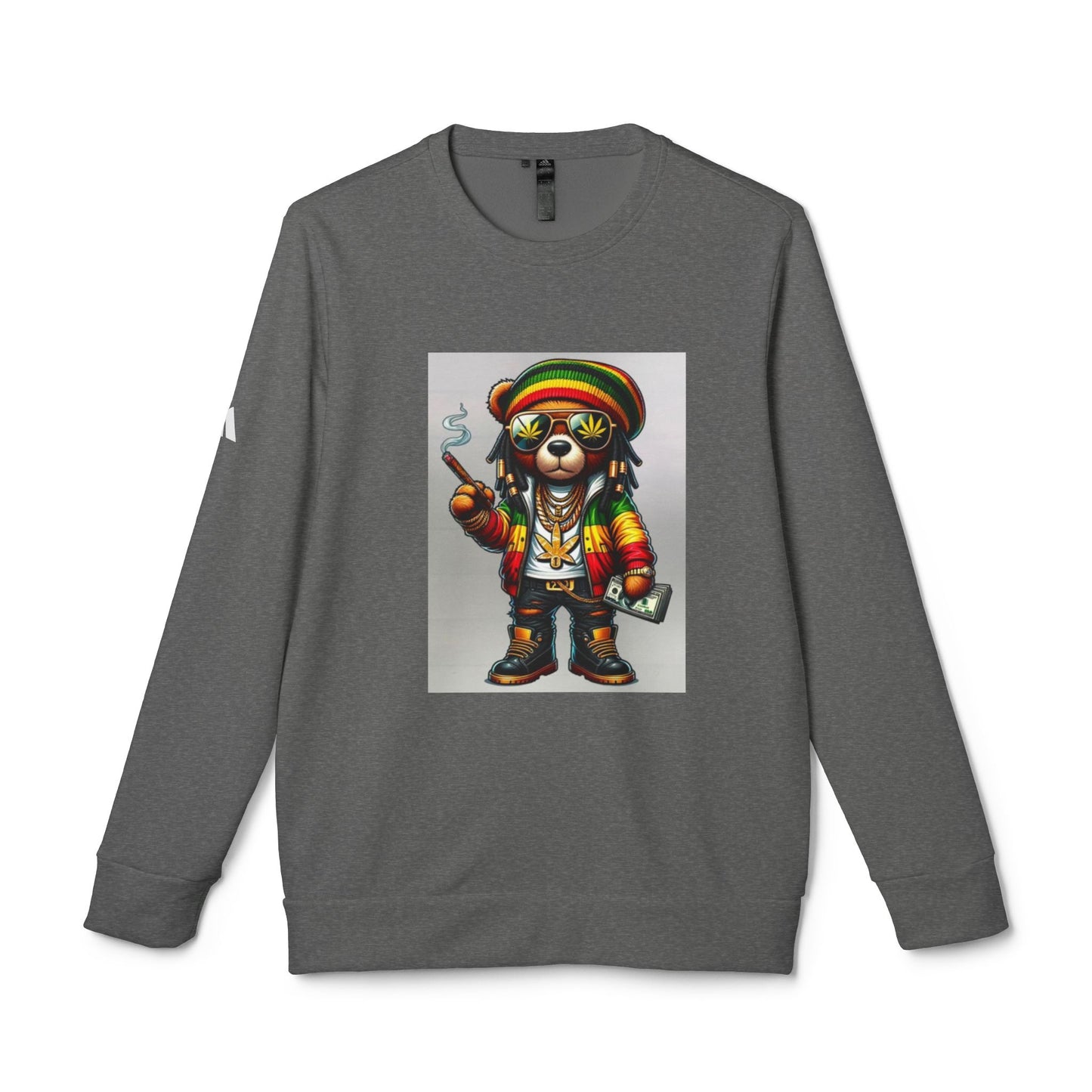 Rasta Bear Fleece Crewneck Sweatshirt - Unisex Chill Vibe