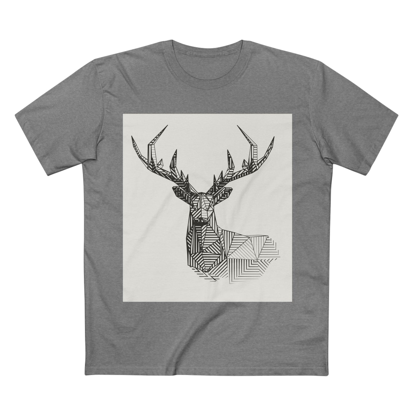 Geometric Deer & Spider Web Adult Staple Tee - Nature-Inspired Graphic T-Shirt for Outdoor Enthusiasts