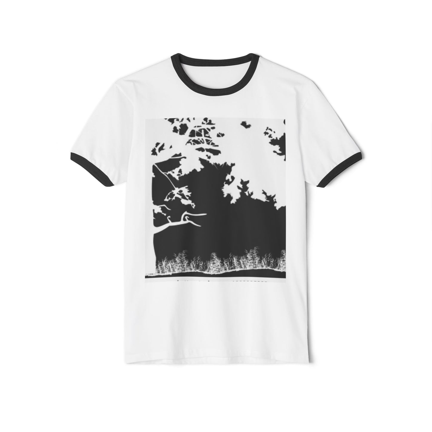 Nature-Inspired Unisex Cotton Ringer T-Shirt - Minimalist Landscape Design