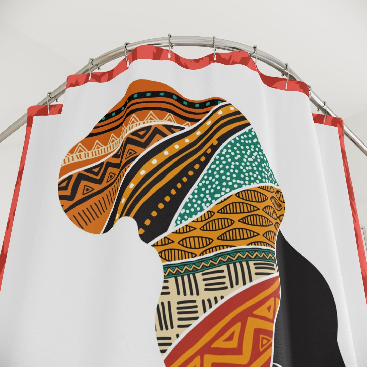 African Heritage Shower Curtain - Elegant Black Woman with Afrocentric Design