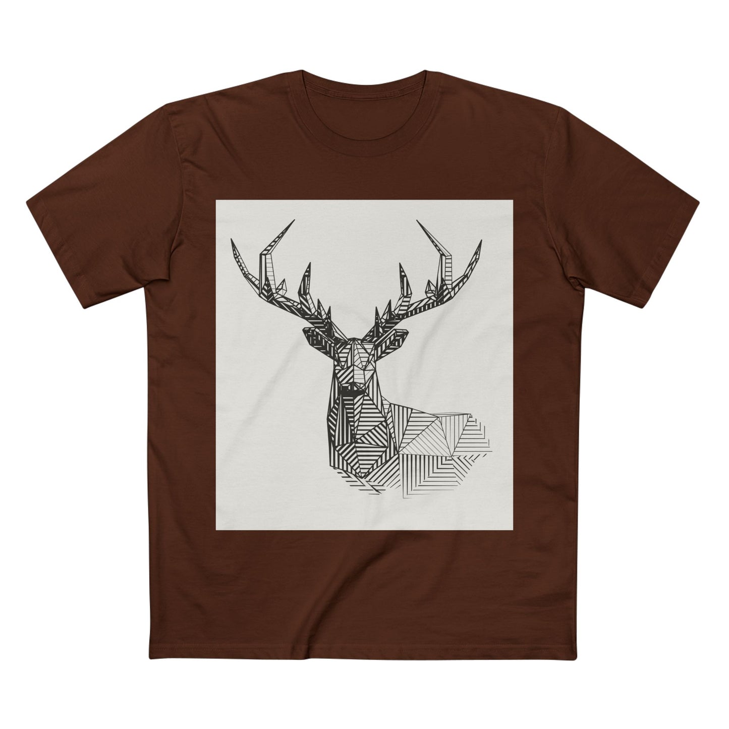 Geometric Deer & Spider Web Adult Staple Tee - Nature-Inspired Graphic T-Shirt for Outdoor Enthusiasts