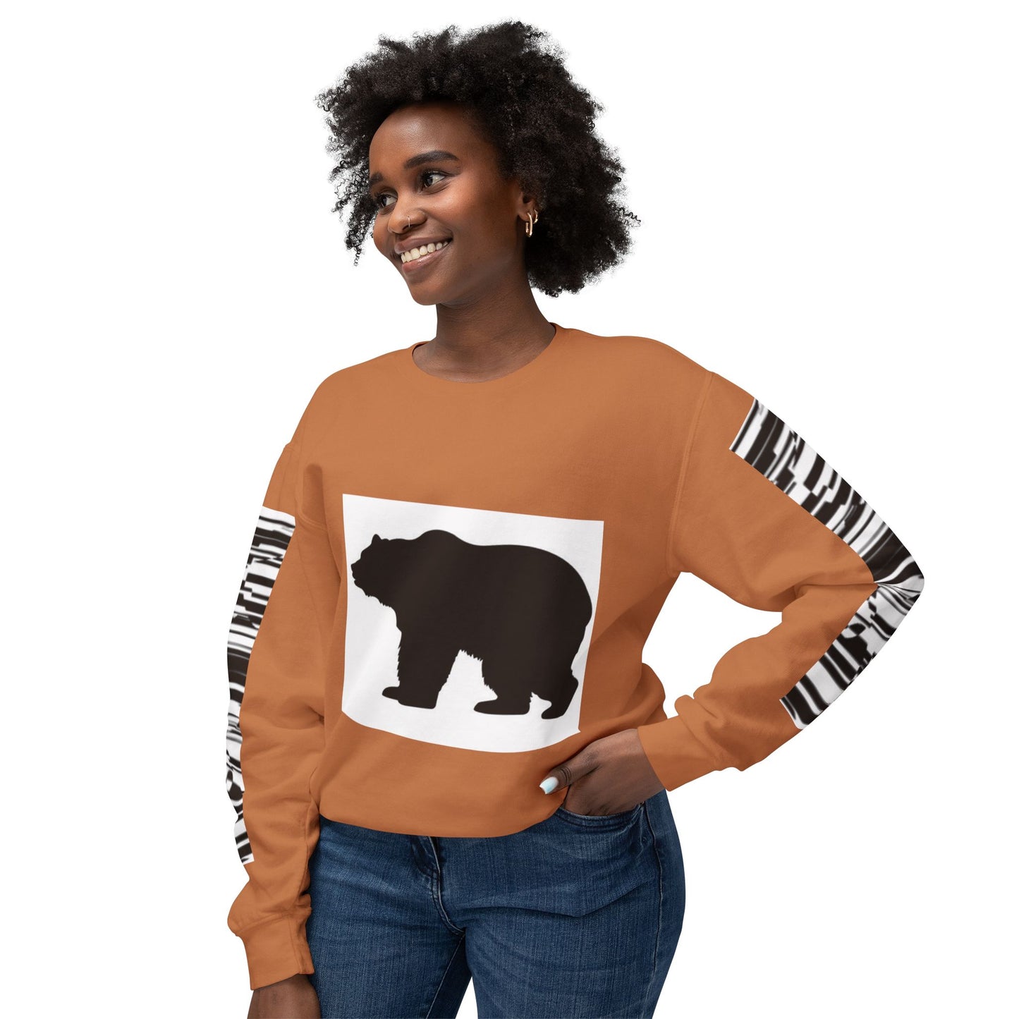 Stylish Bear Graphic Unisex Lightweight Crewneck Sweatshirt
