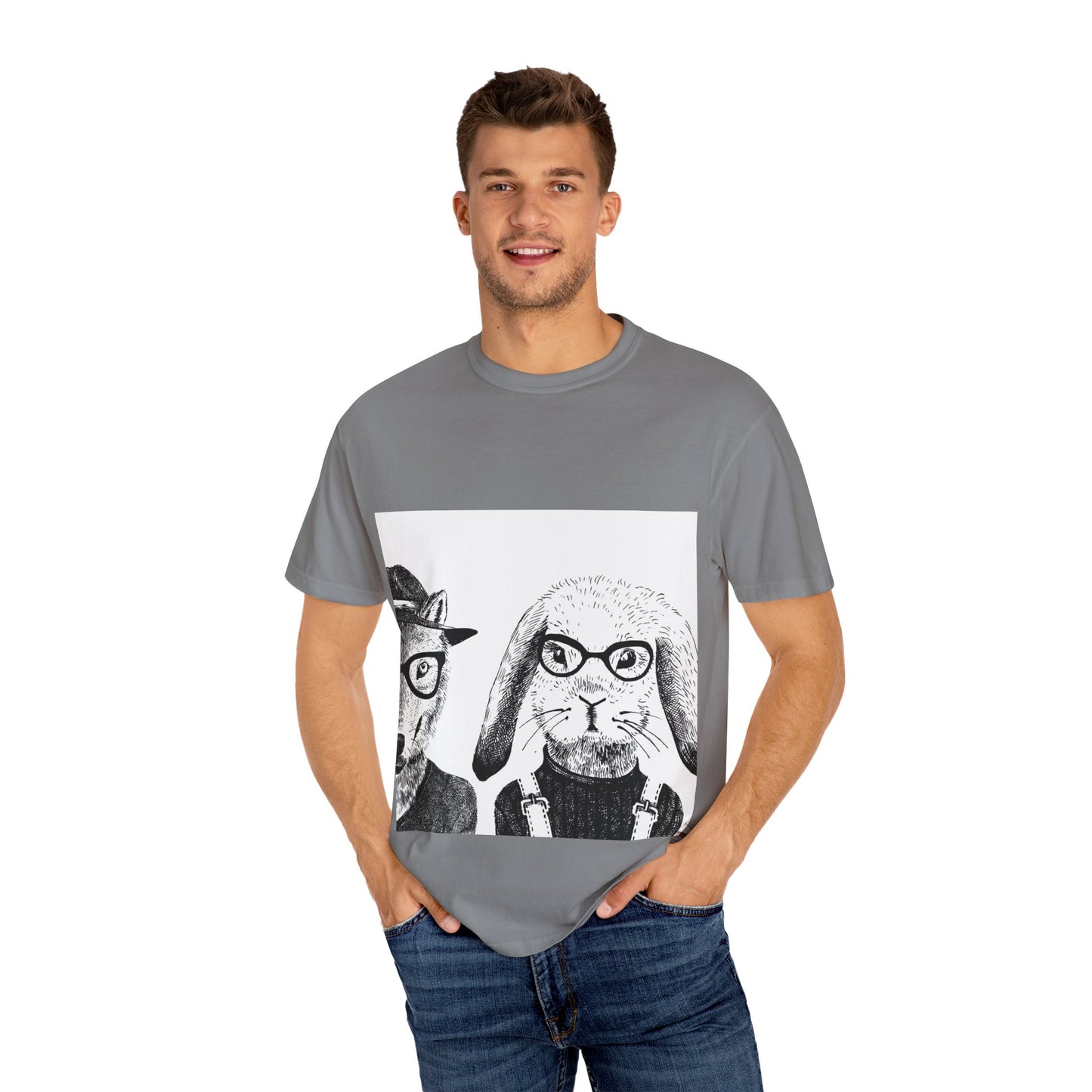 Whimsical Animals Graphic T-Shirt - Cool Fox & Panda Design