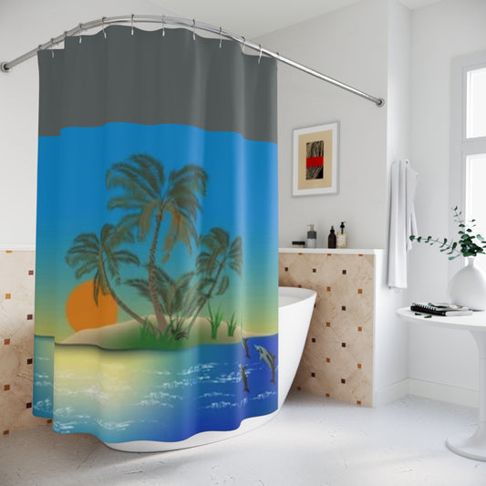 Tropical Sunset Shower Curtain - Beach Vibes for Home Decor
