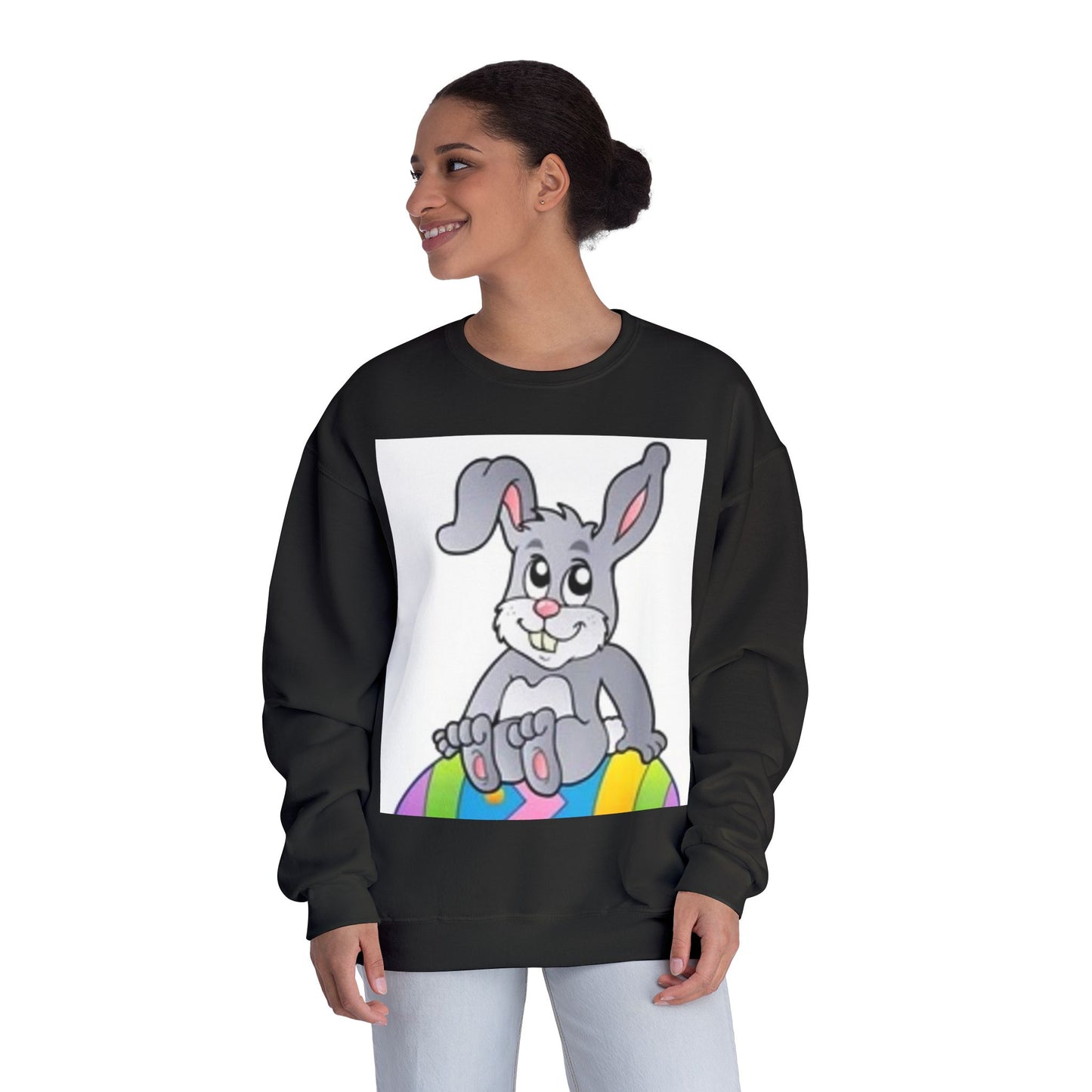 Cozy Rabbit Graphic Crewneck Sweatshirt - Perfect for Spring Celebrations