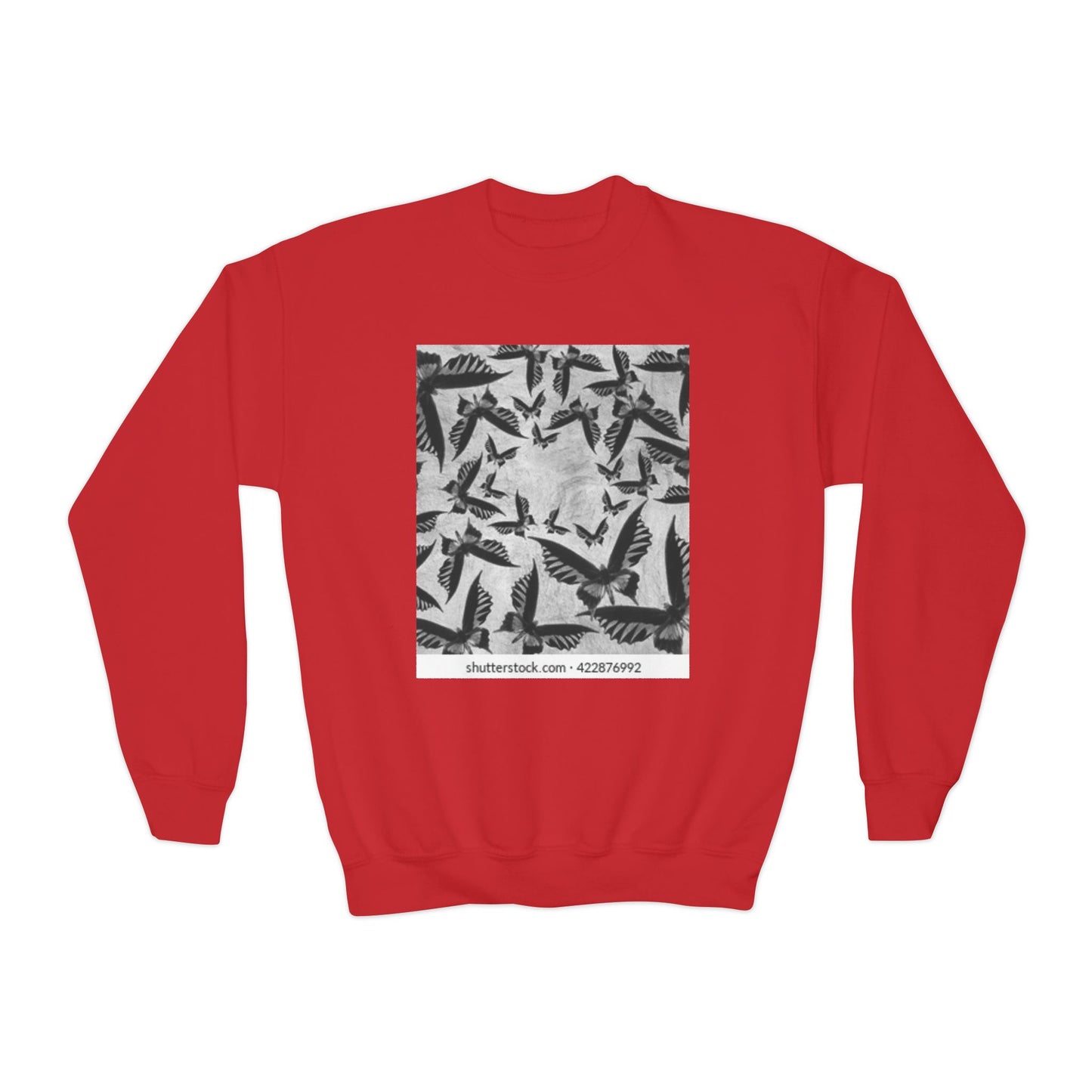 Youth Crewneck Sweatshirt - Stylish Black & White Bird Design