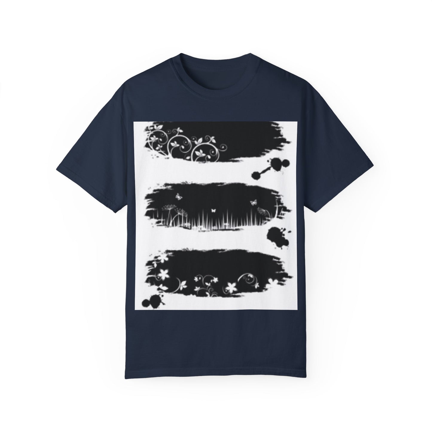 Artistic Unisex Garment-Dyed T-Shirt with Floral Design