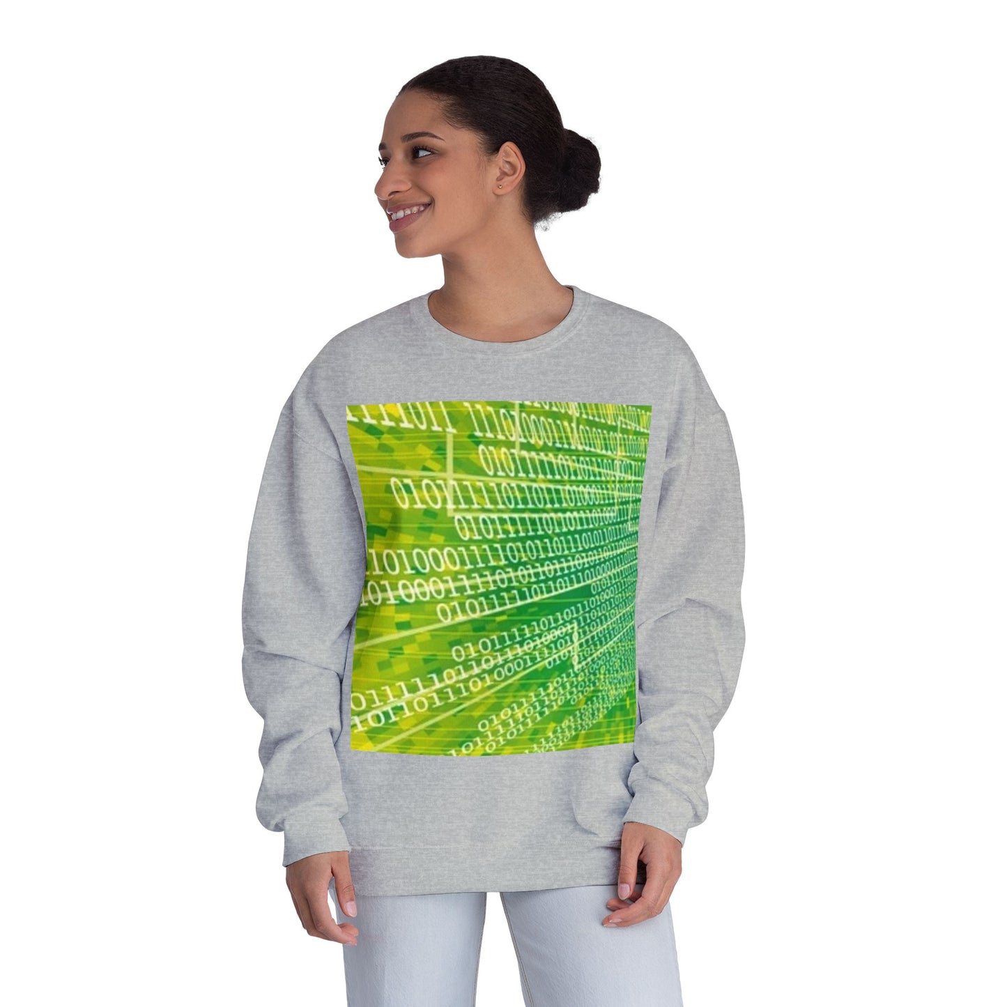 Binary Code Inspired Unisex Crewneck Sweatshirt - Tech Vibe for Cyber Enthusiasts