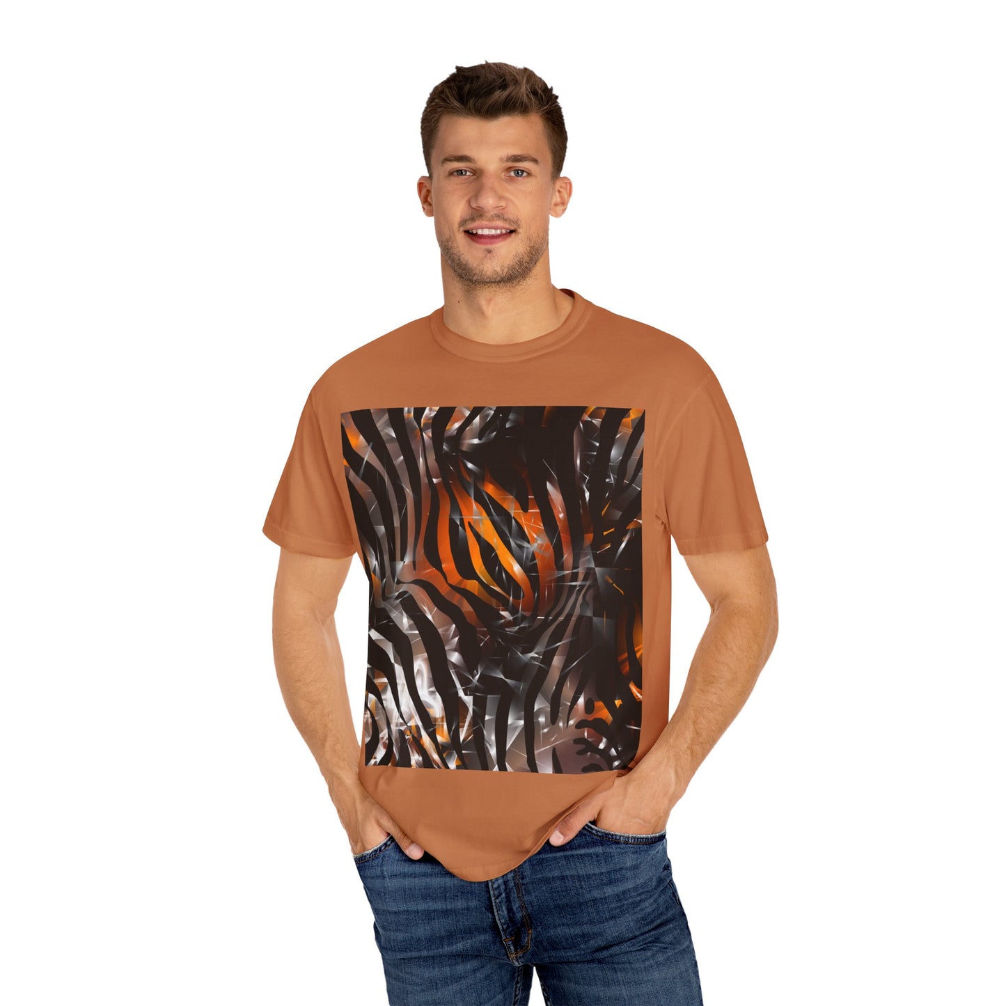 Vibrant Jungle Print Unisex Garment-Dyed T-Shirt