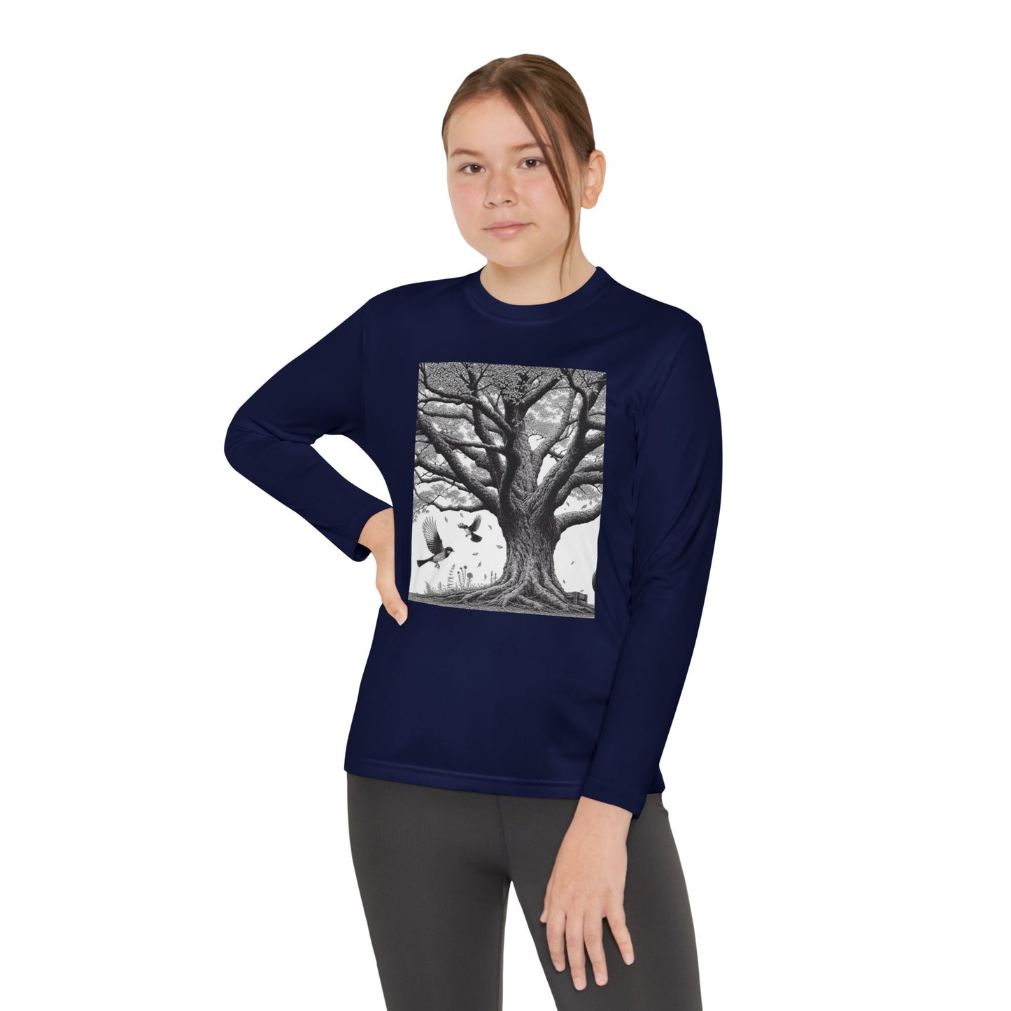 Youth Long Sleeve Tree Graphic Tee - Nature Inspired Design