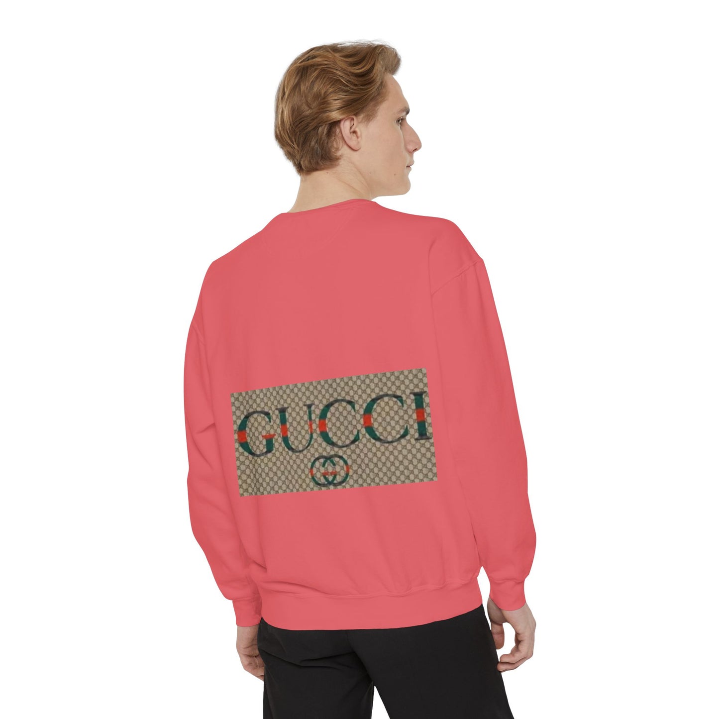 Fashionable Unisex Garment-Dyed Sweatshirt with GUCCI Design