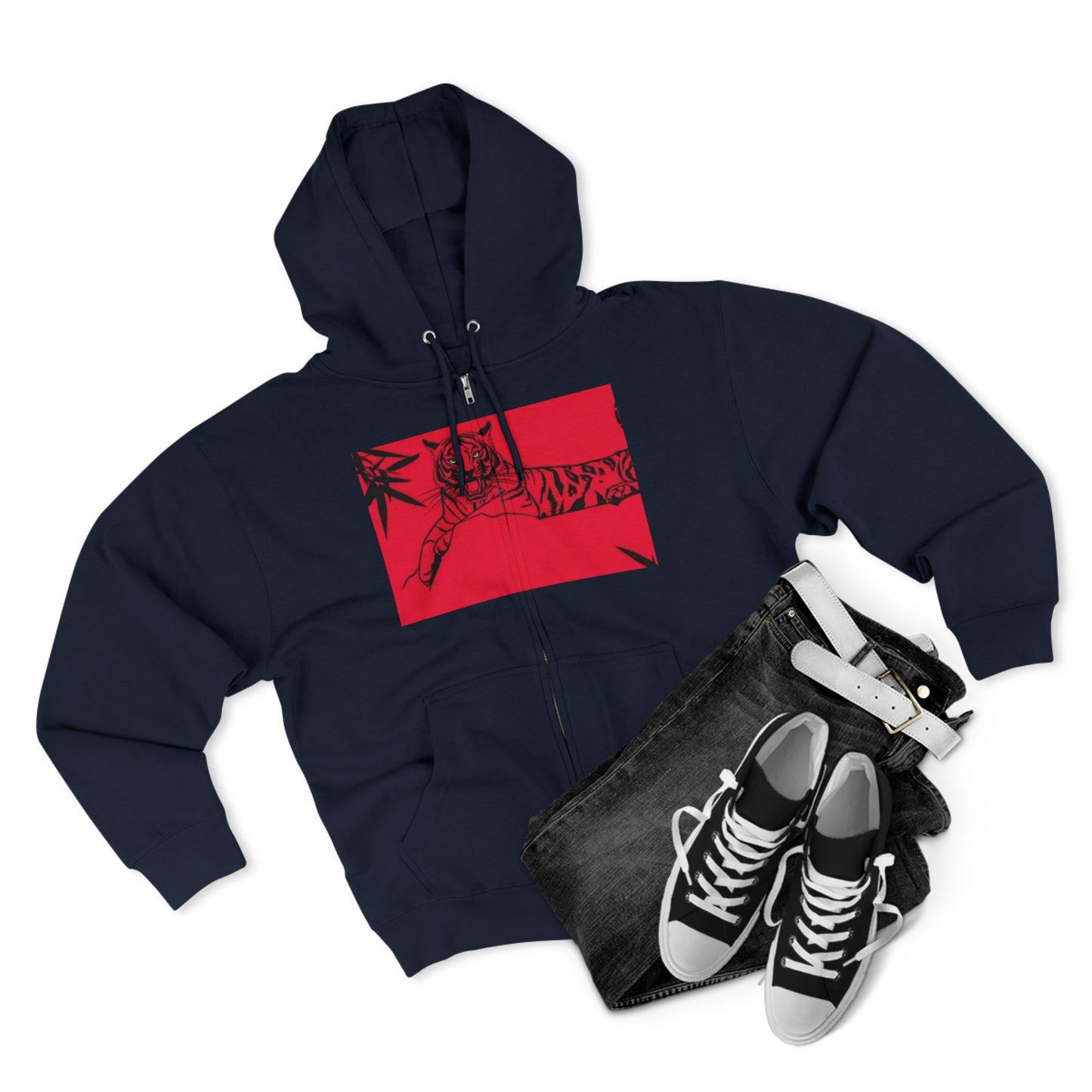 Cool Tiger Graphic Unisex Zip Hoodie - Trendy Streetwear for Animal Lovers