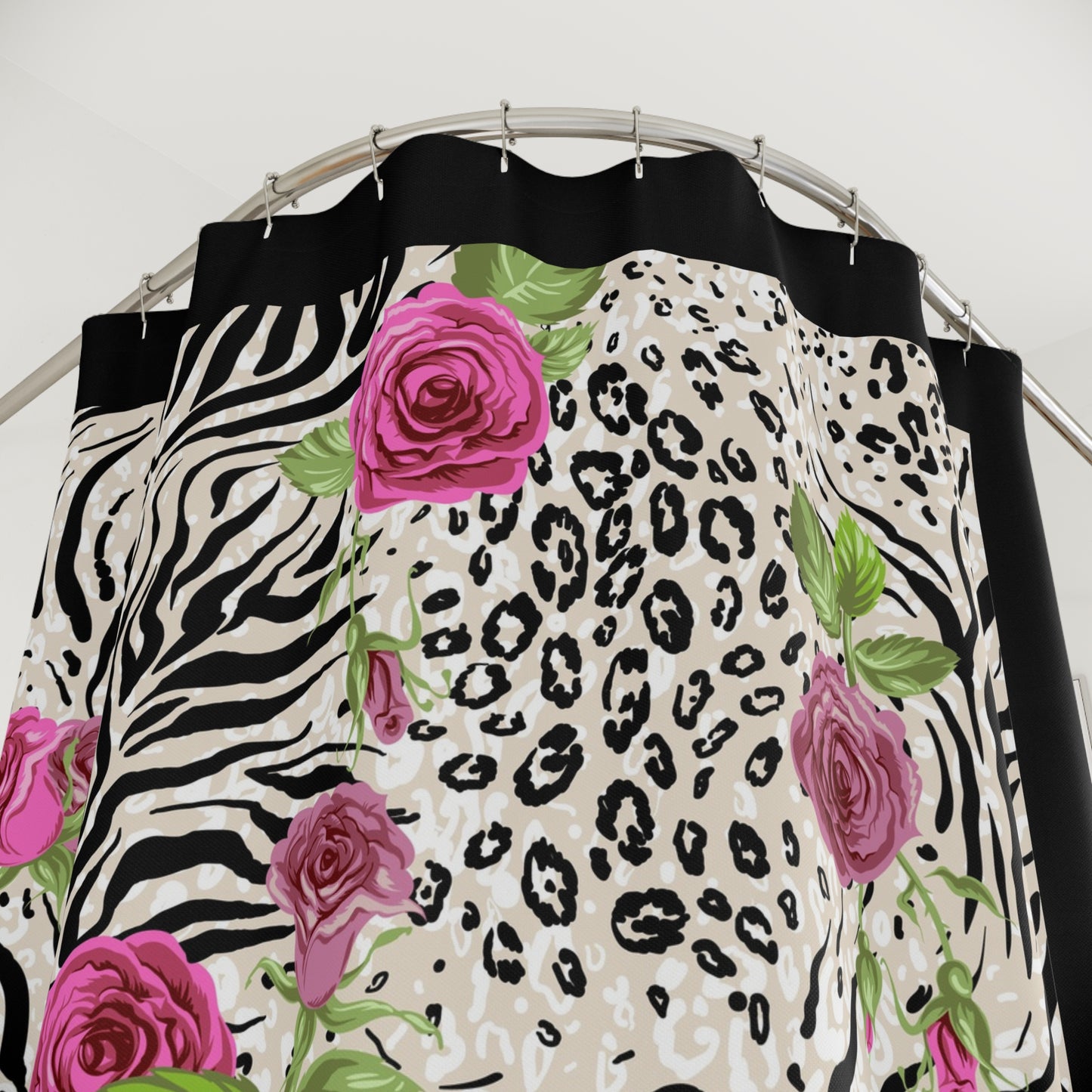 Elegant Floral Animal Print Shower Curtain - Exotic Chic Bath Decor