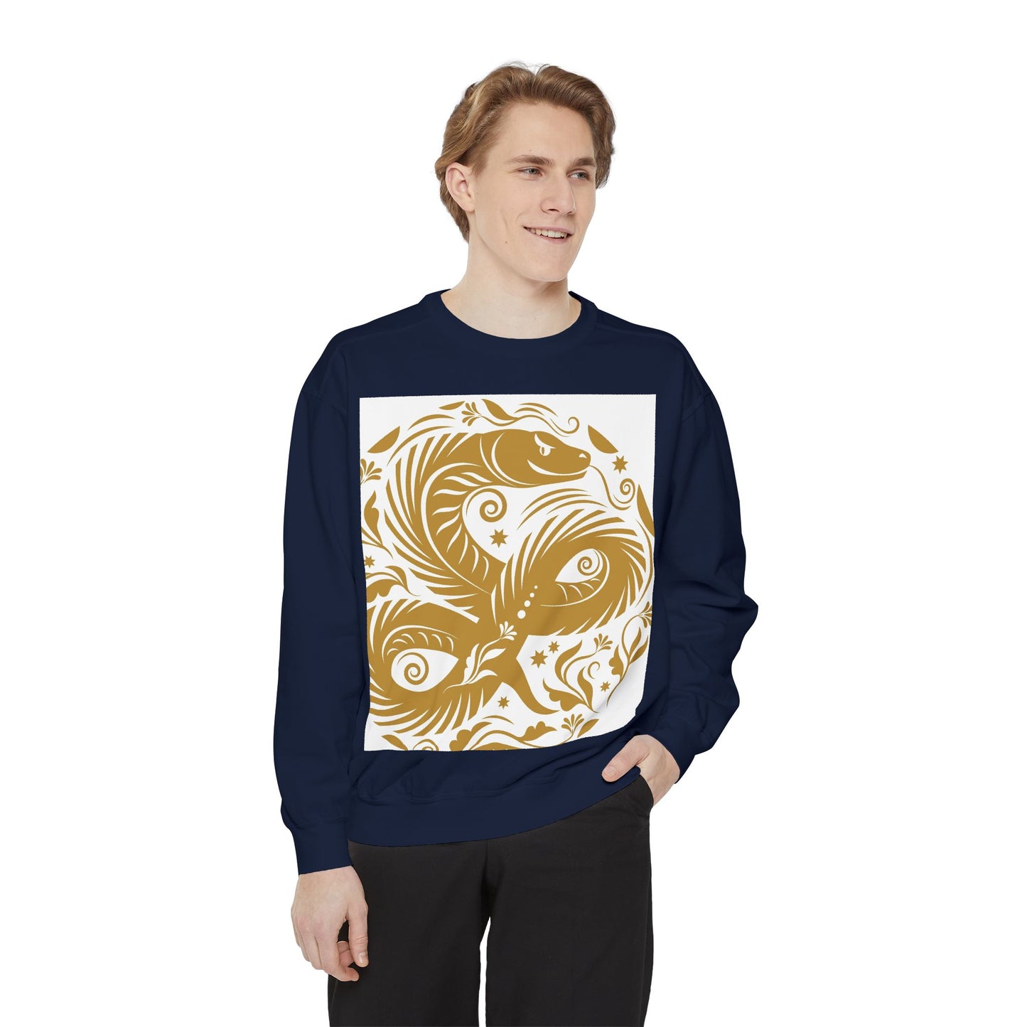Cultural Vibe Unisex Garment-Dyed Sweatshirt - Tribal Mask & Animal Design