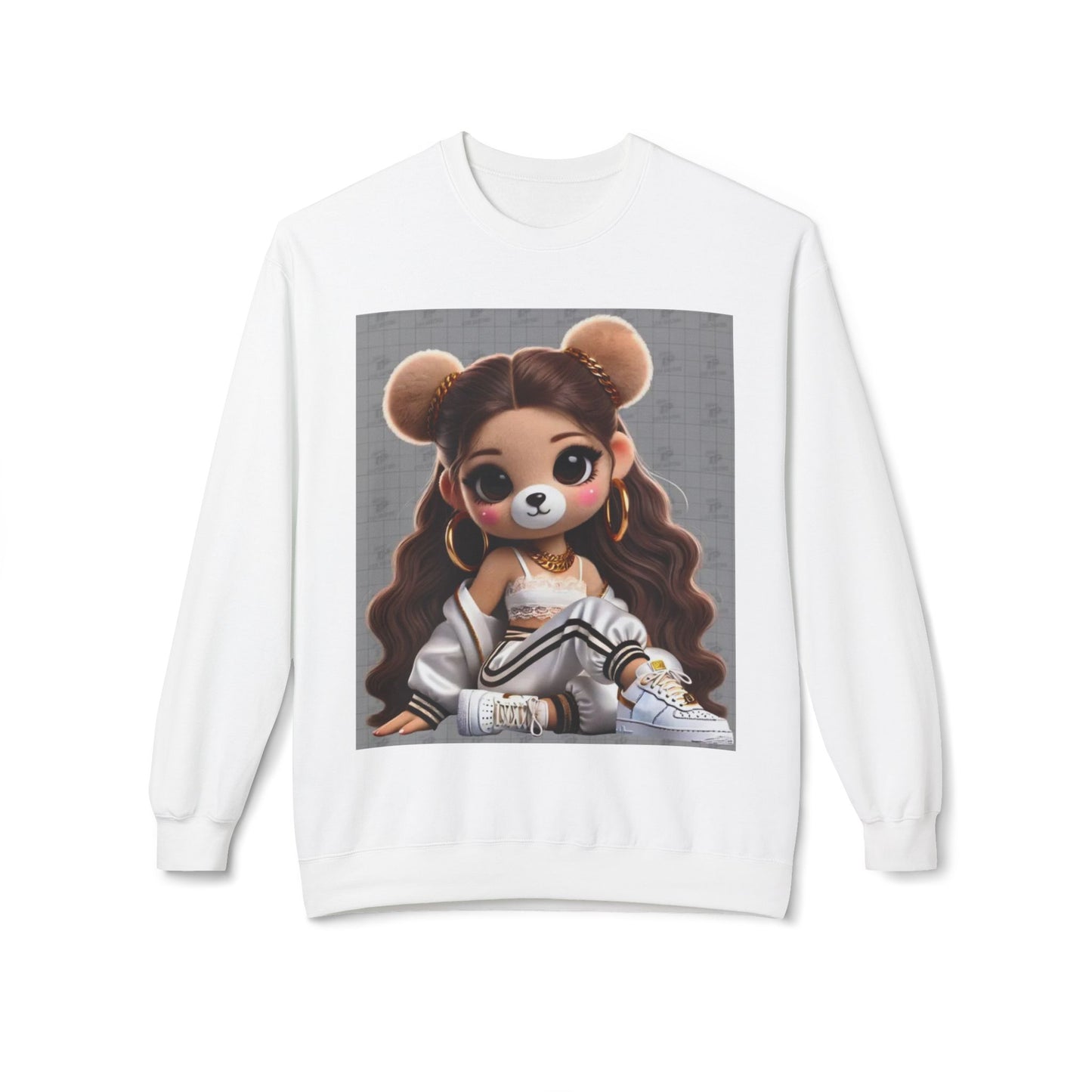 Cute Cartoon Bear Sweatshirt - Unisex Midweight Fleece Crewneck