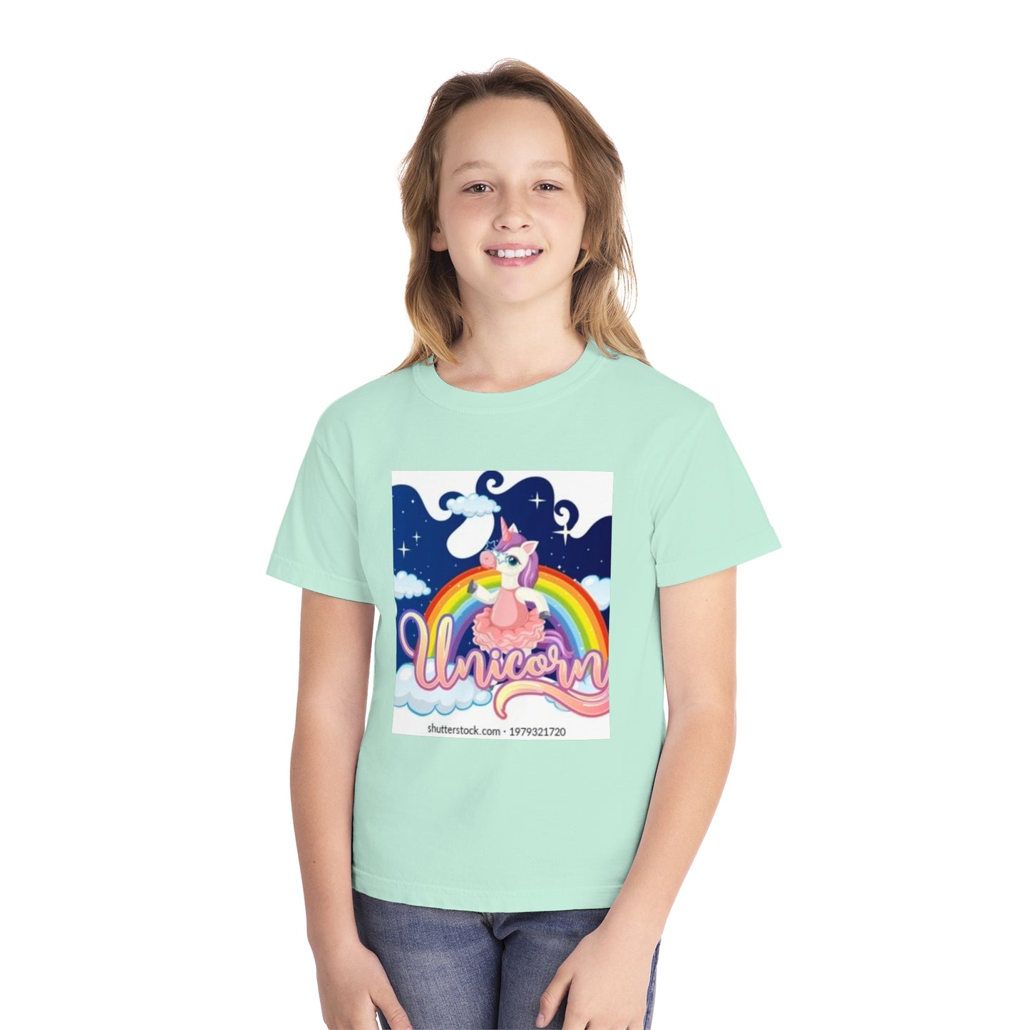 Youth Unicorn Midweight Tee - Colorful Rainbow Graphic T-Shirt