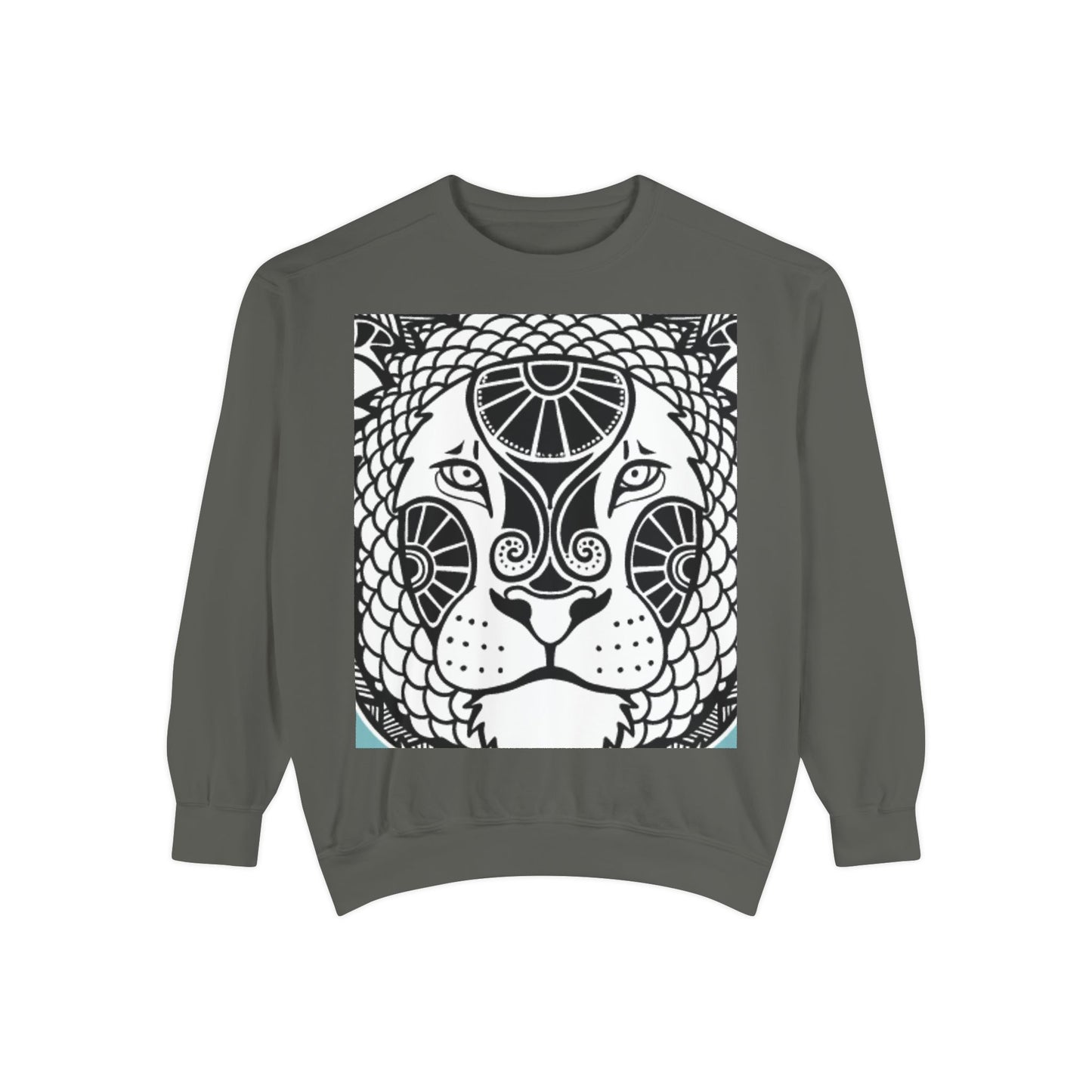 Bohemian Lion Unisex Garment-Dyed Sweatshirt - Cozy & Stylish Animal Graphic Tee for Nature Lovers
