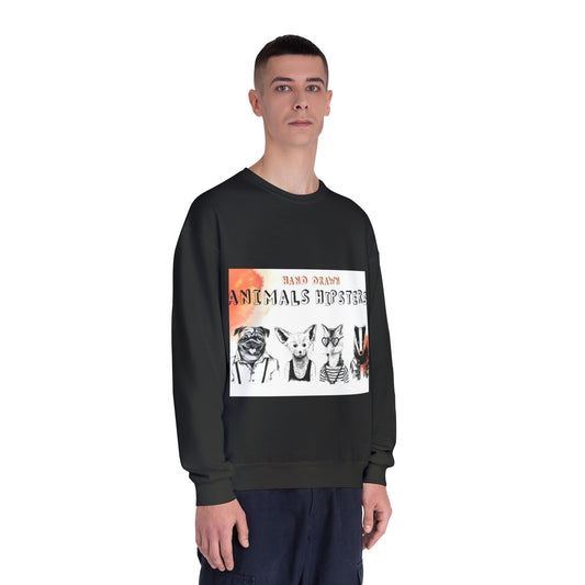 Hand Drawn Animals Hipsters Unisex Crewneck Sweatshirt