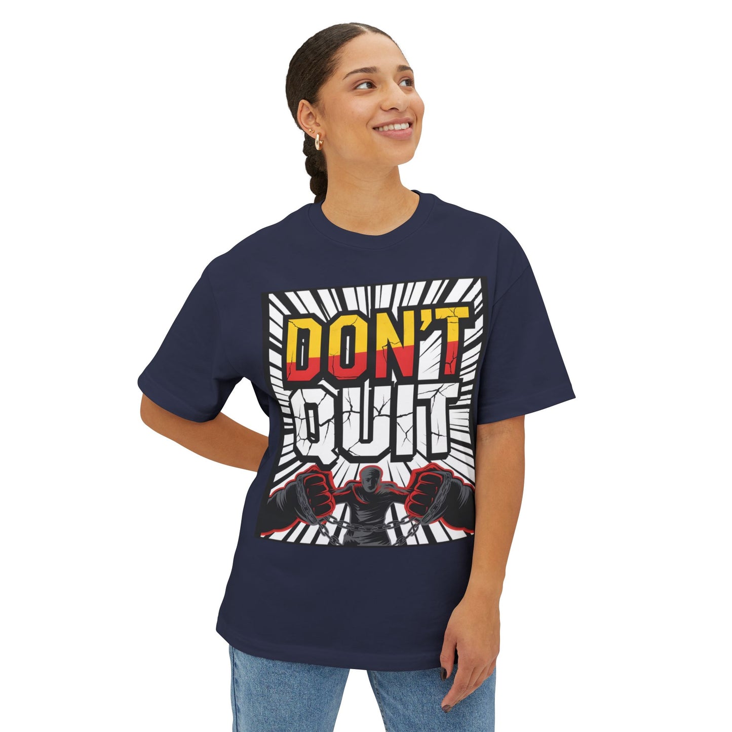 Motivational Oversized Tee - Don't Quit Graphic