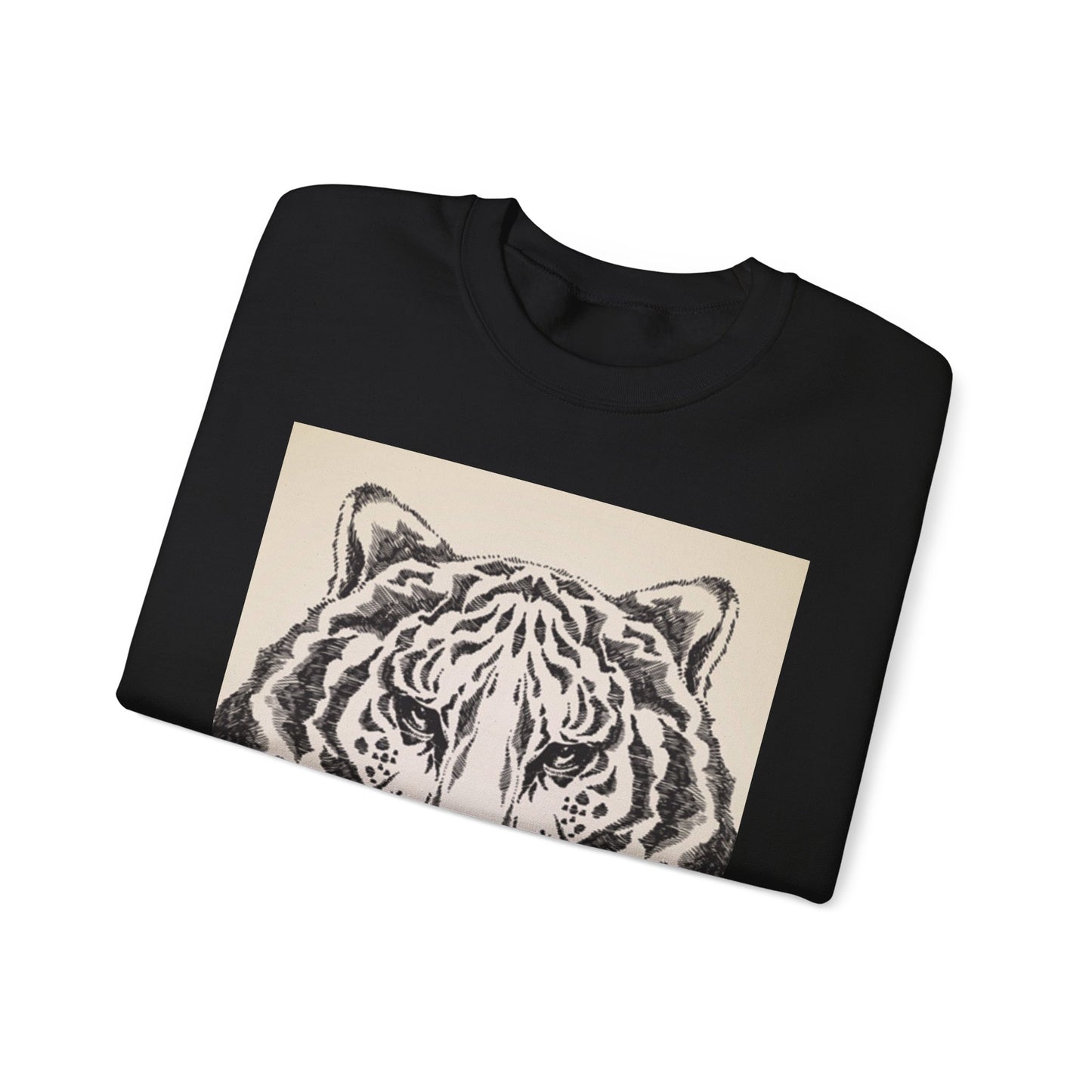 Artistic Tiger Print Crewneck Sweatshirt – Unisex Heavy Blend