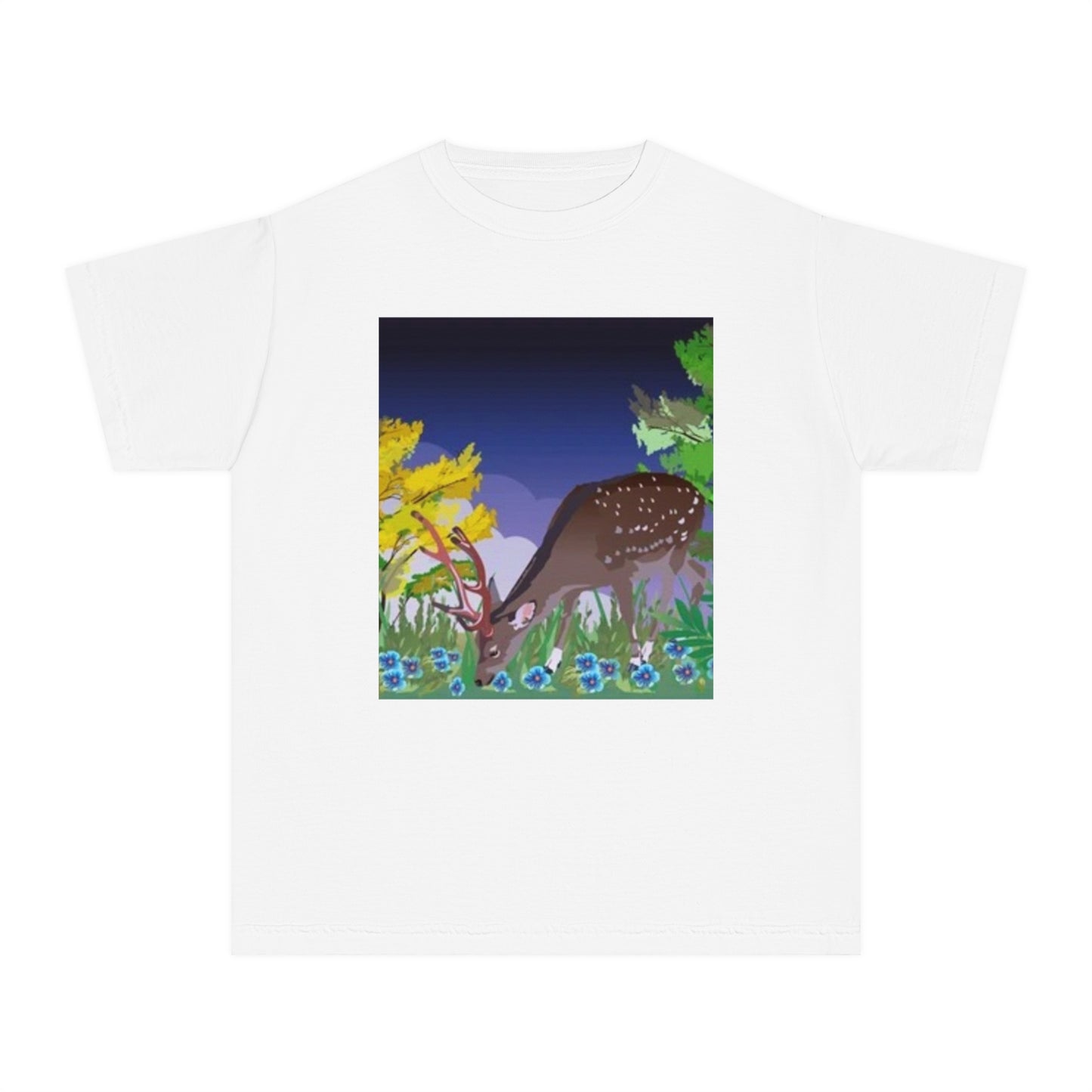 Youth Midweight Tee – Serene Deer in Nature Design