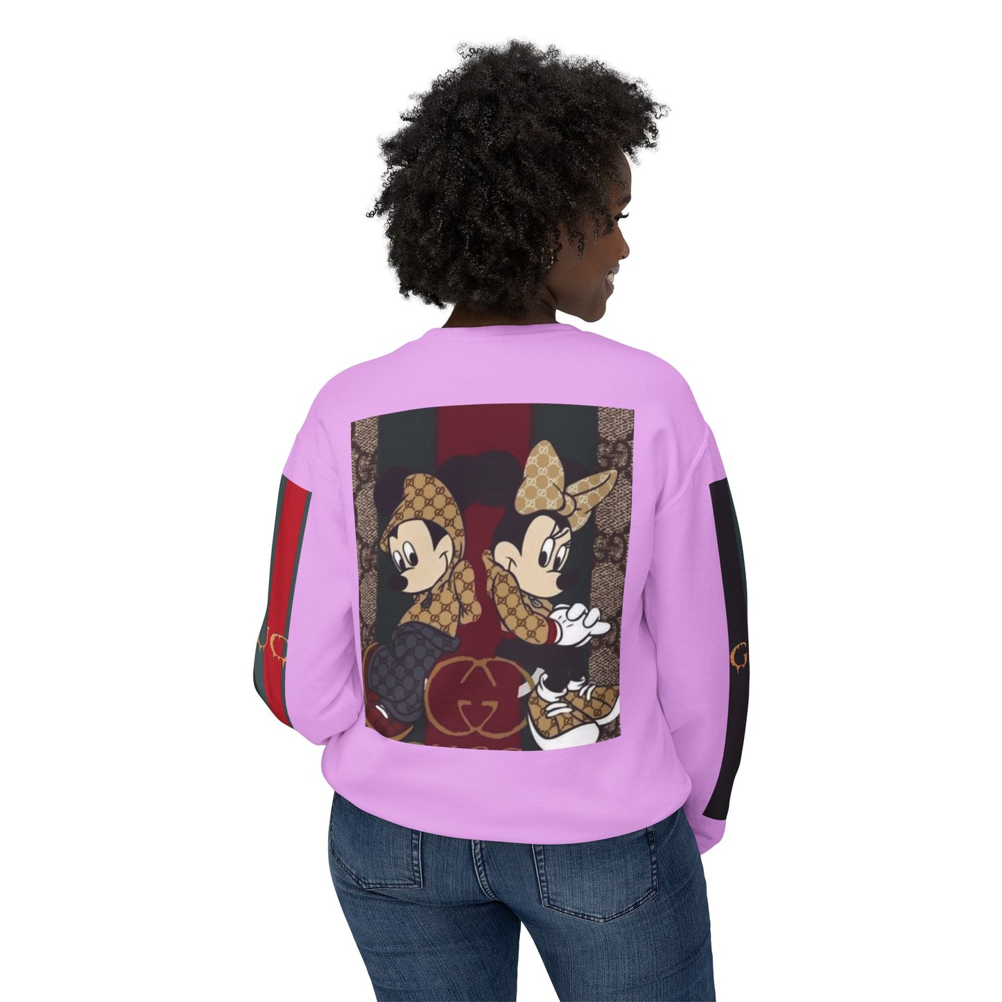 Gucci Inspired Unisex Crewneck Sweatshirt with Mickey & Minnie Design