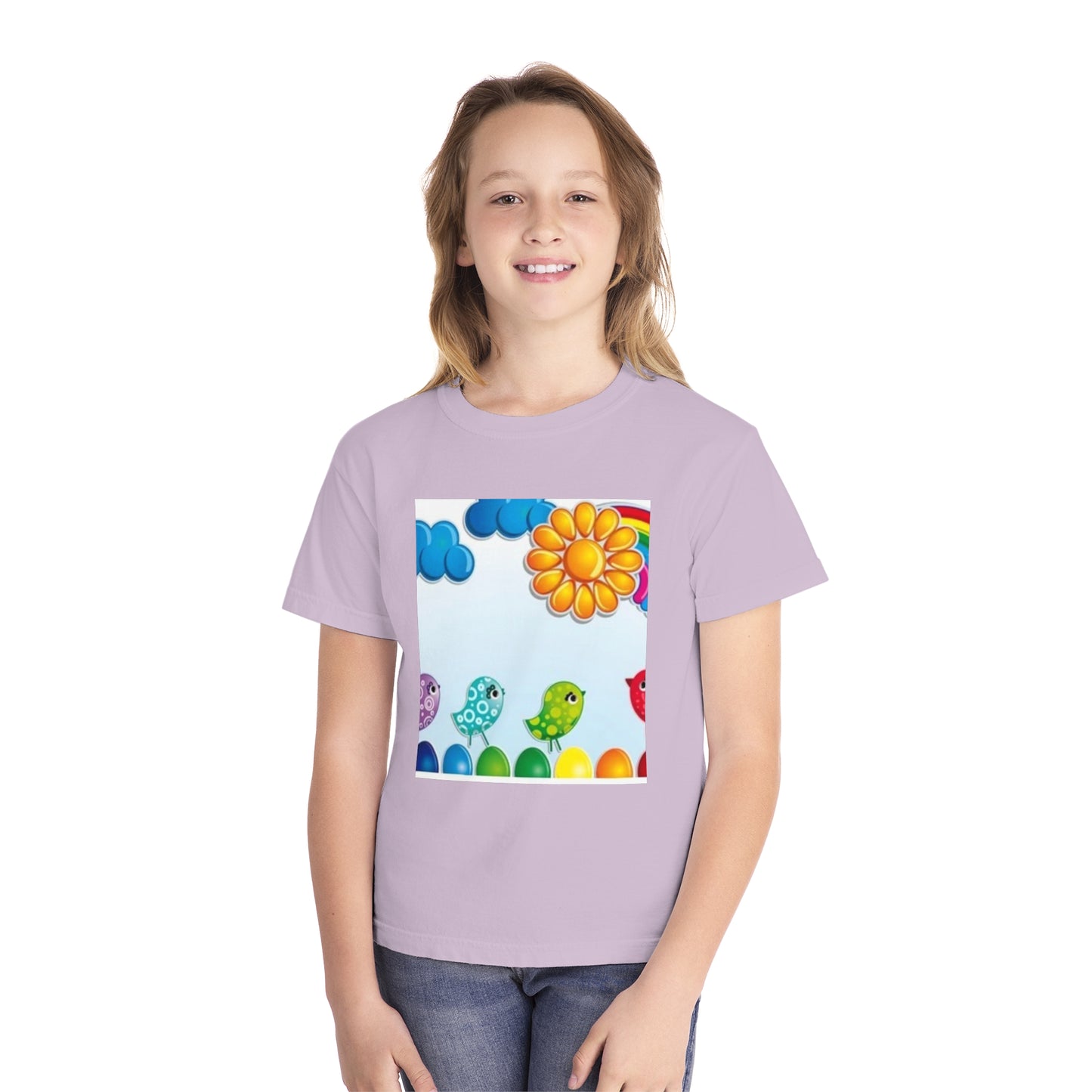 Colorful Spring Birds Youth Midweight Tee | Fun and Playful Shirt for Kids