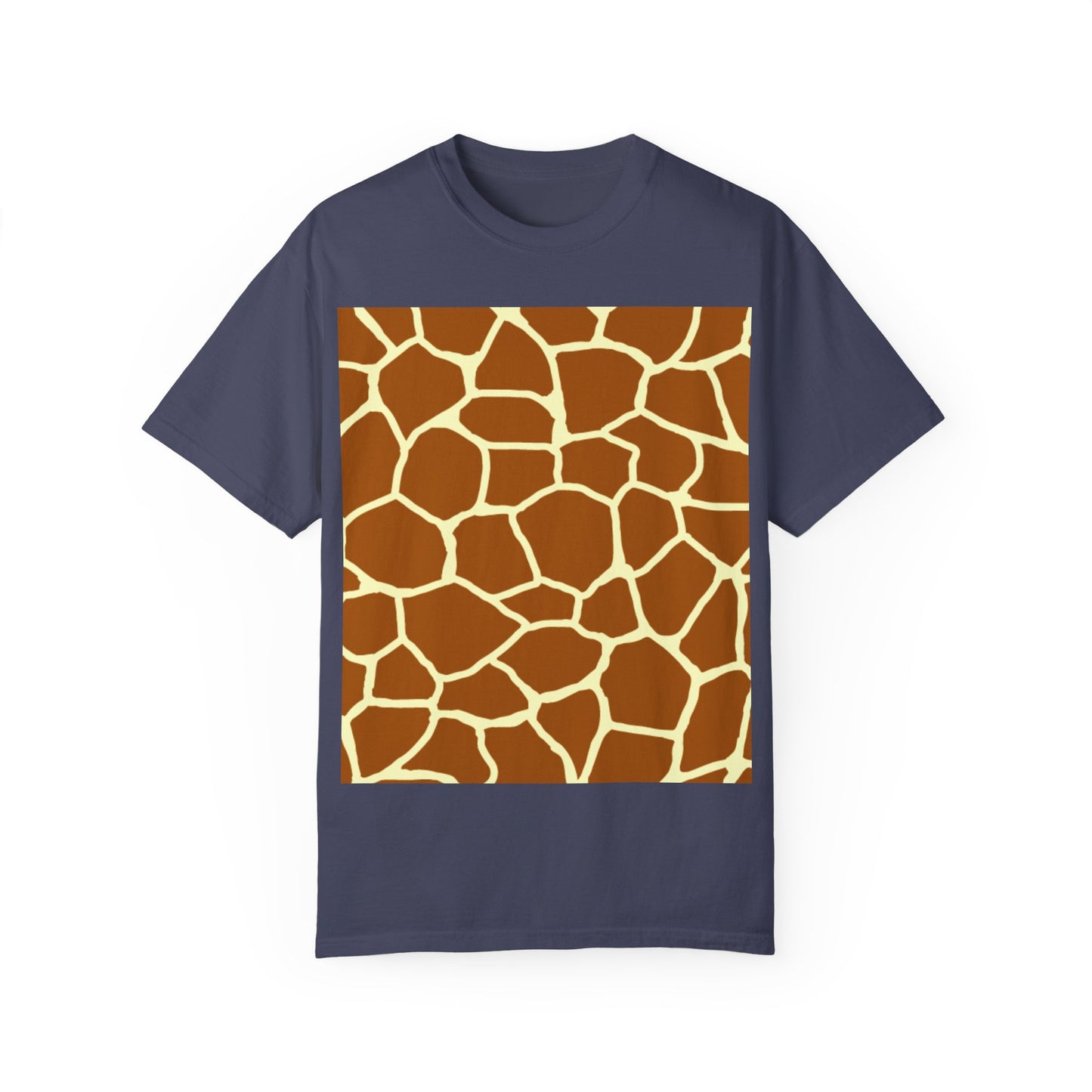 Unisex Giraffe Print Garment-Dyed T-Shirt - Animal Lover Tee
