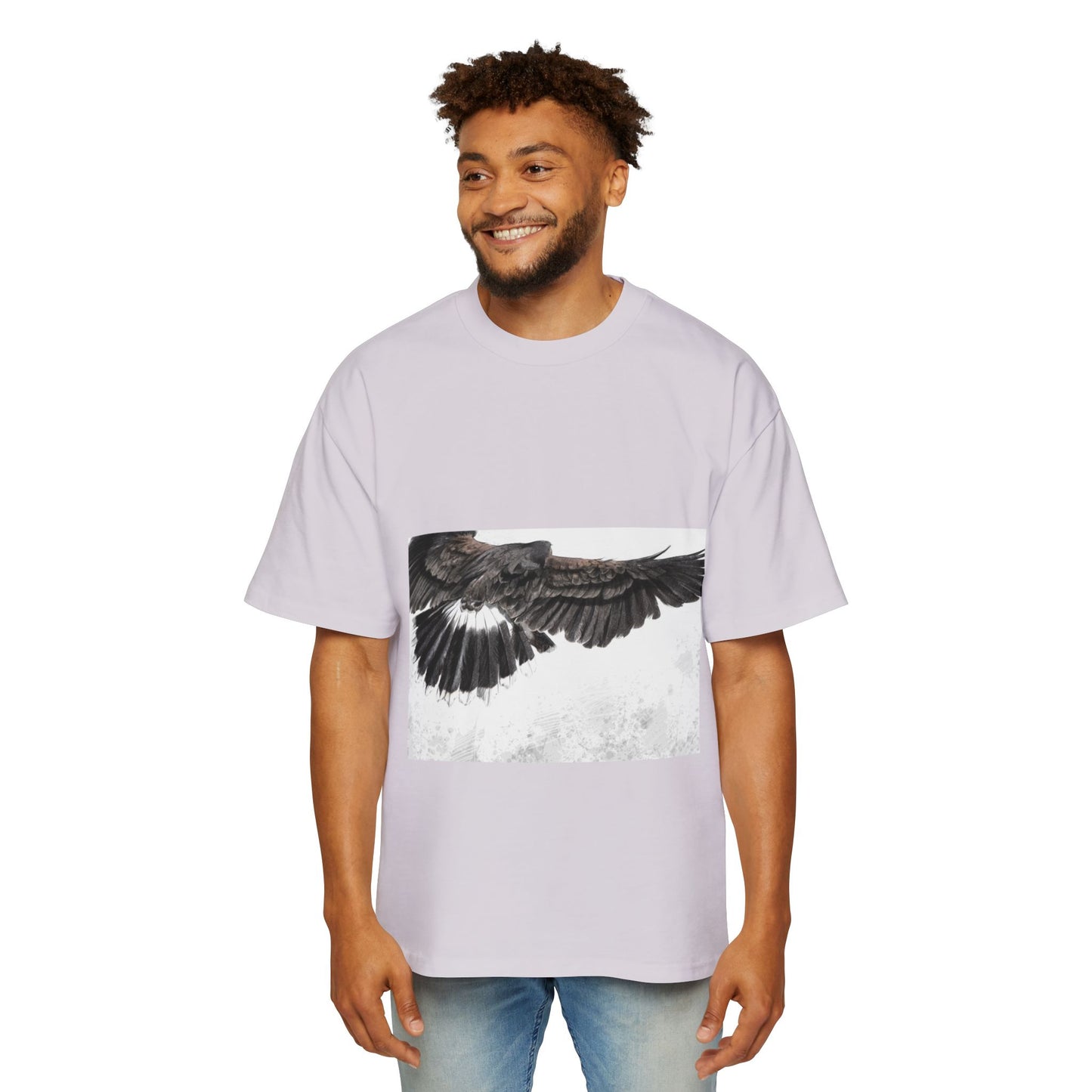 Men's Heavy Oversized Tee - Bold Eagle and Skull Print