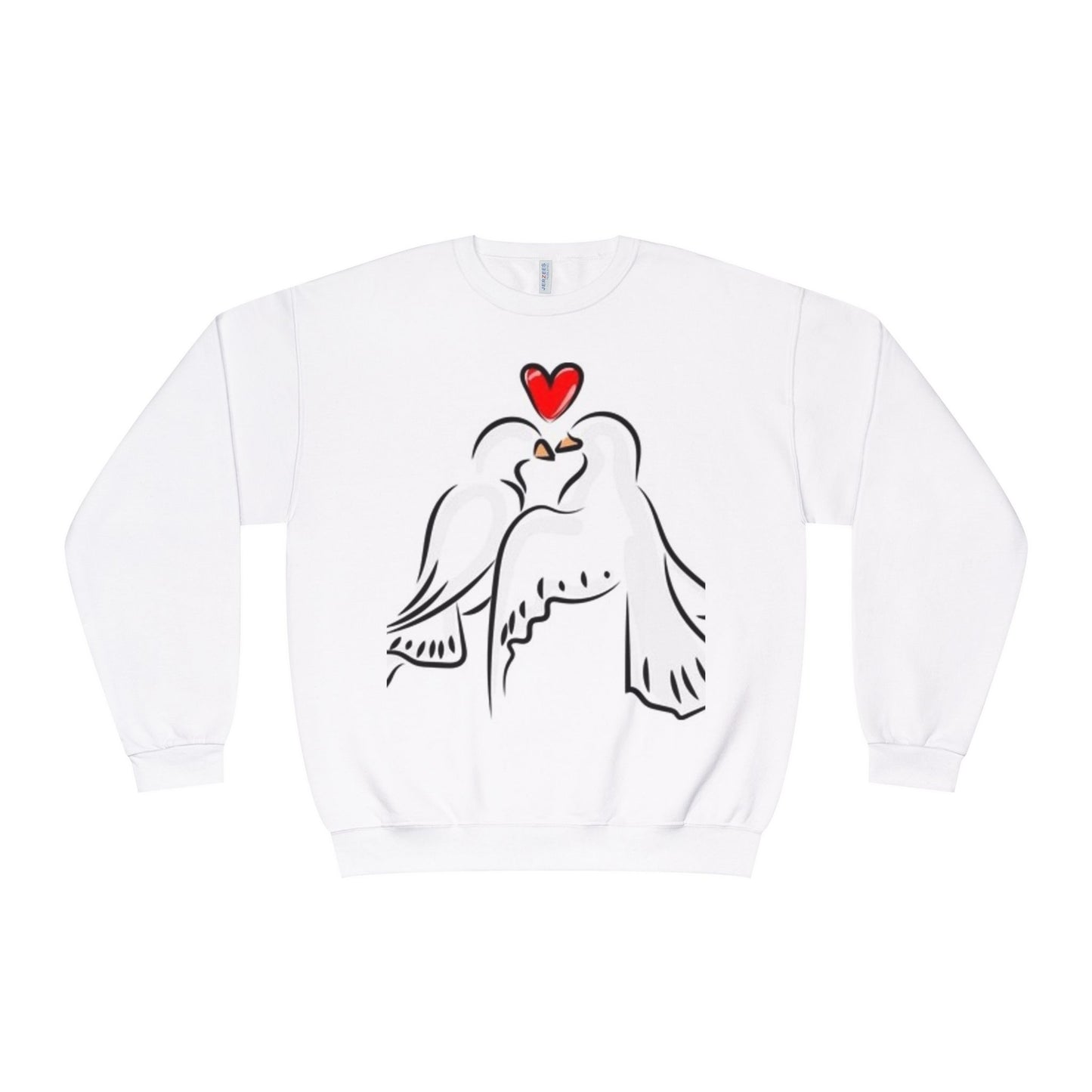 Love Birds Crewneck Sweatshirt - Soft White Unisex Pullover for Couples