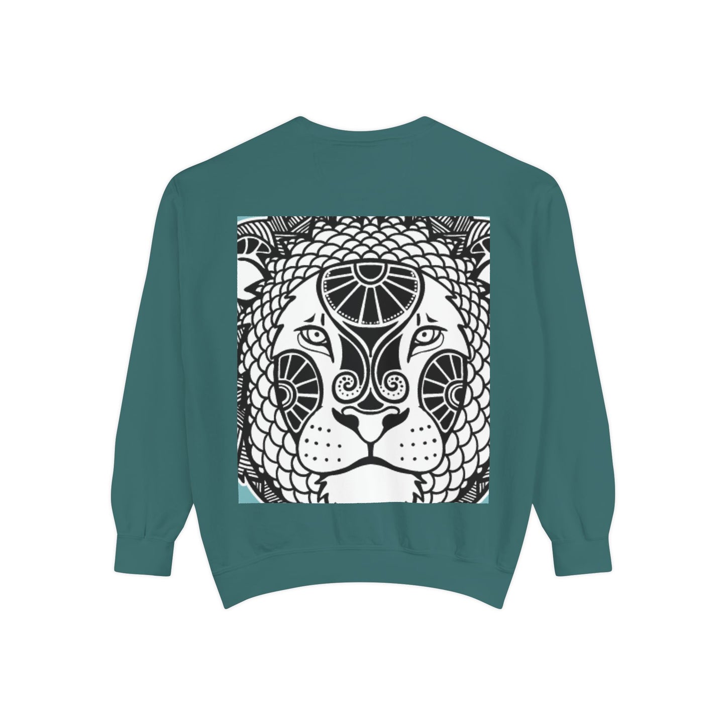 Bohemian Lion Unisex Garment-Dyed Sweatshirt - Cozy & Stylish Animal Graphic Tee for Nature Lovers