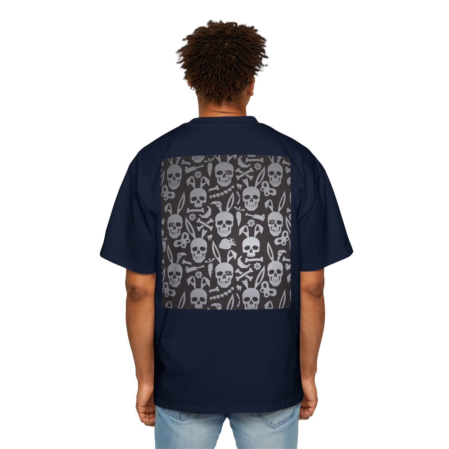 Men's Heavy Oversized Tee - Bold Eagle and Skull Print