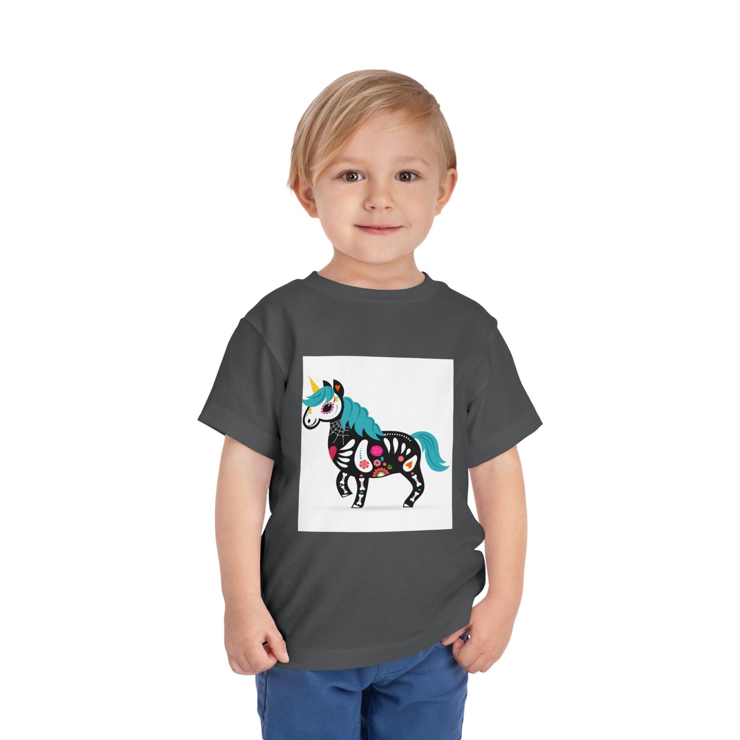 Toddler Skeleton Unicorn Tee - Cute Halloween Short Sleeve Shirt