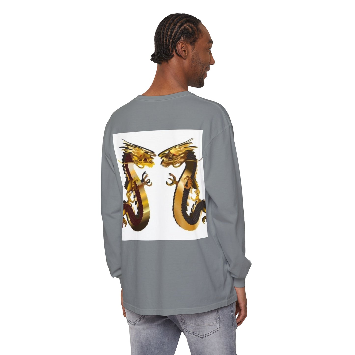 Dragon Duel Unisex Long Sleeve T-Shirt - Garment-Dyed Art Tee
