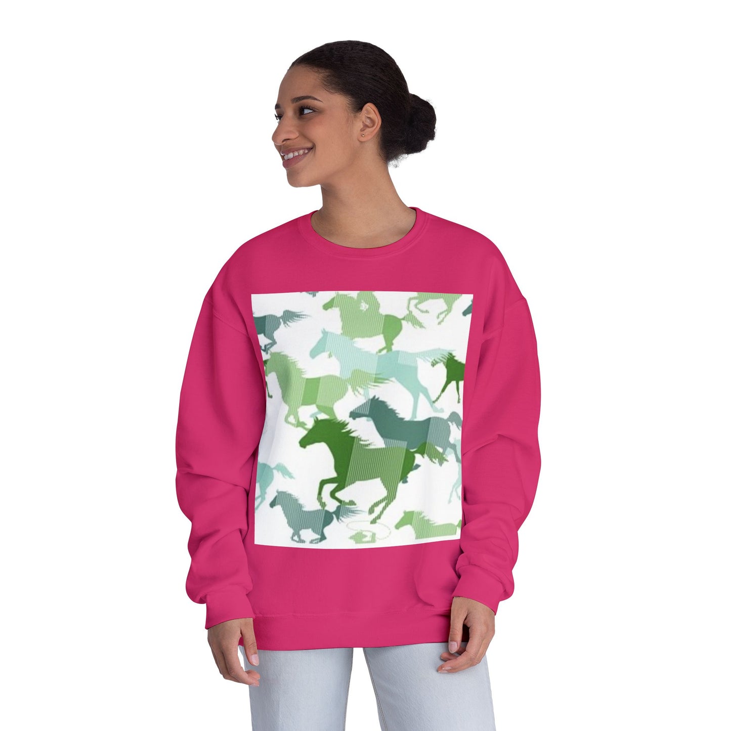 Equestrian Spirit Unisex Crewneck Sweatshirt - Green Horse Design