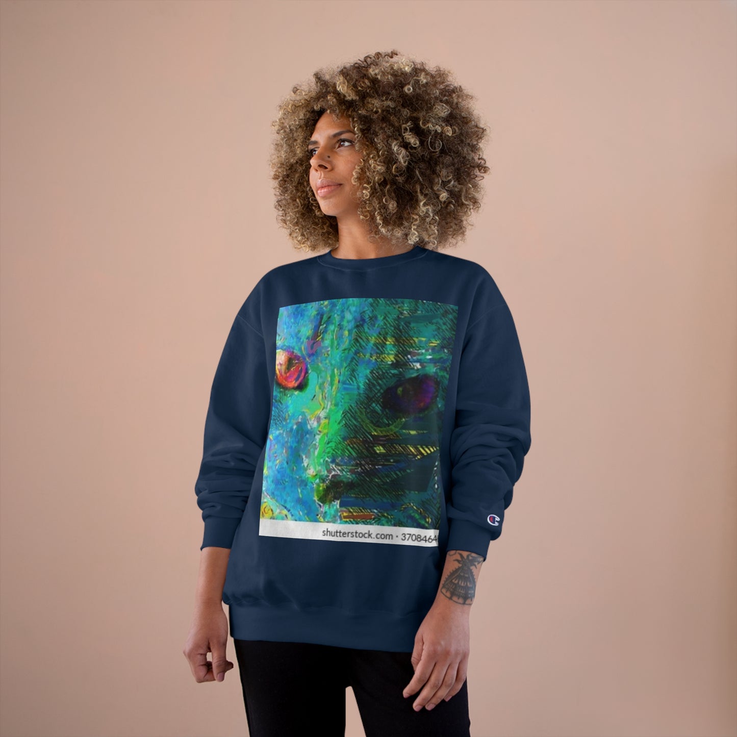 Vibrant Artistic Champion Sweatshirt with Eye Design