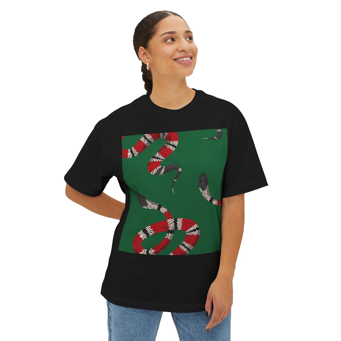 Wildlife Graphic Oversized T-Shirt - Snake & Owl Design