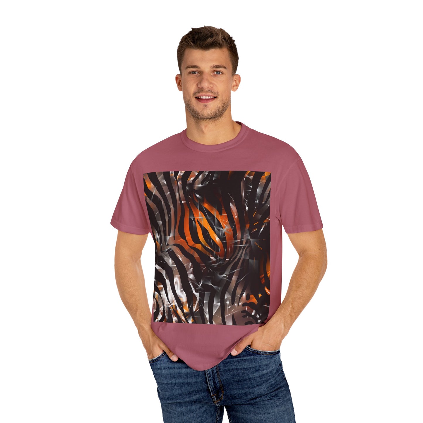 Vibrant Jungle Print Unisex Garment-Dyed T-Shirt