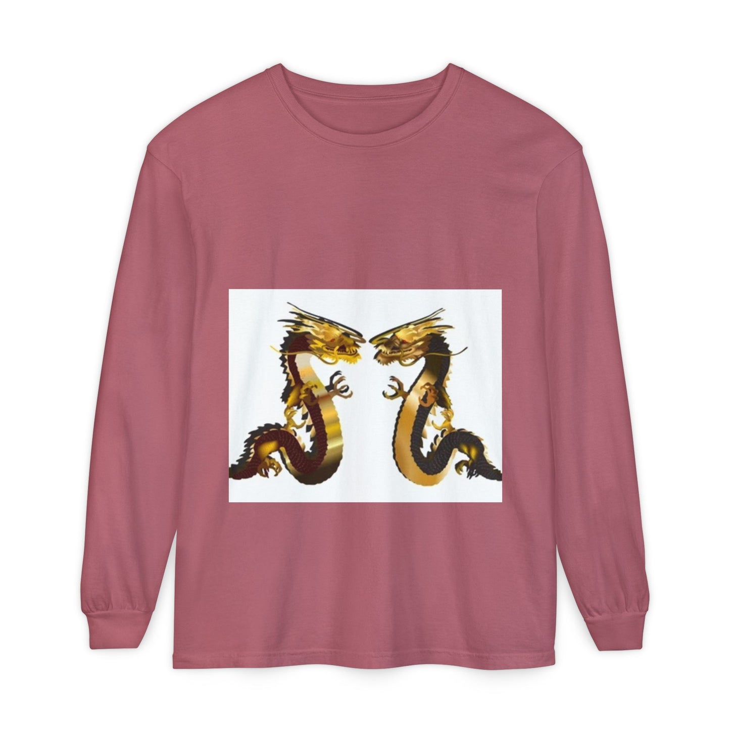 Dragon Duel Unisex Long Sleeve T-Shirt - Garment-Dyed Art Tee
