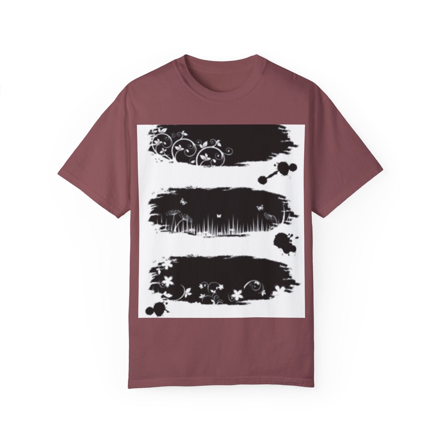 Artistic Unisex Garment-Dyed T-Shirt with Floral Design