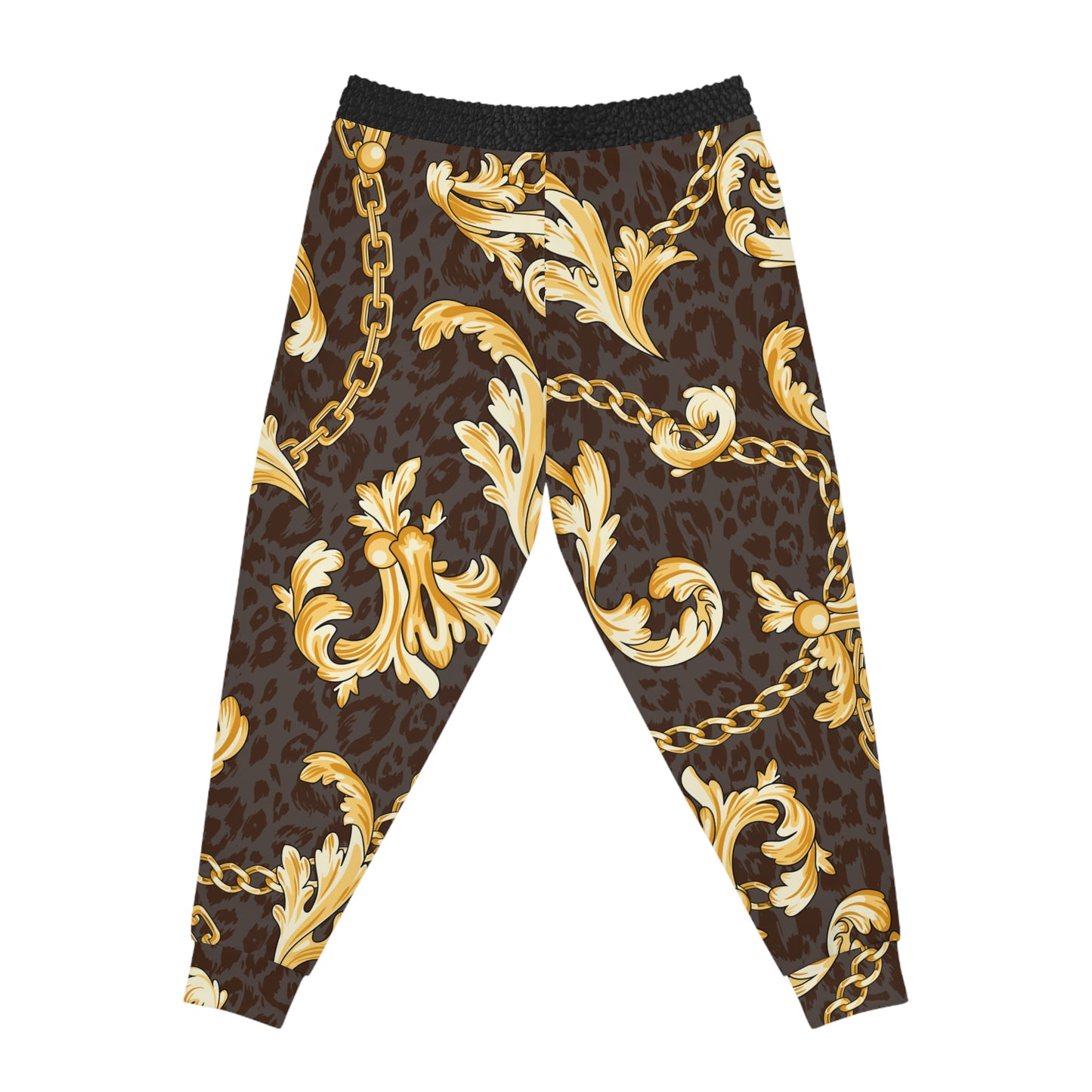 Luxurious Gold Chain Athletic Joggers - Trendy Leopard Print Activewear