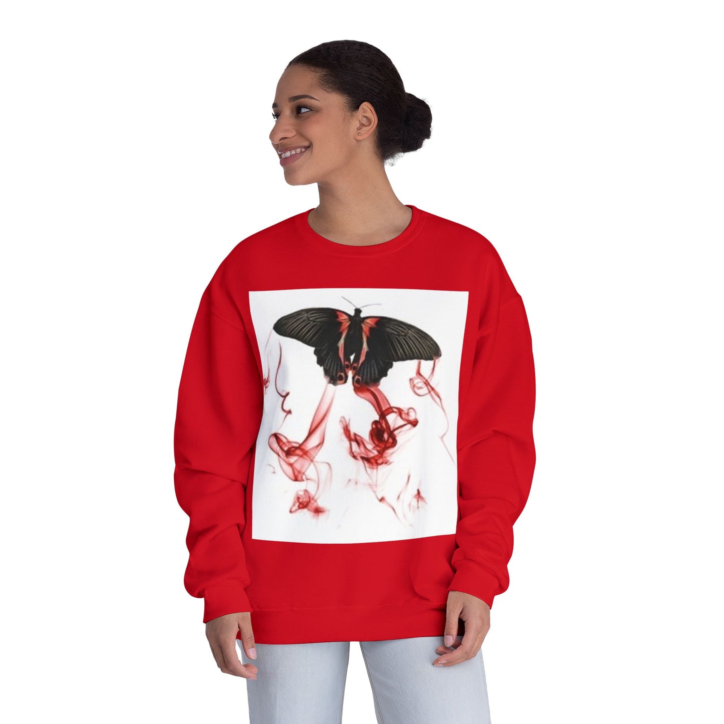 Unisex Crewneck Sweatshirt with Artistic Butterfly Design – Perfect for Fall Style & Gifts