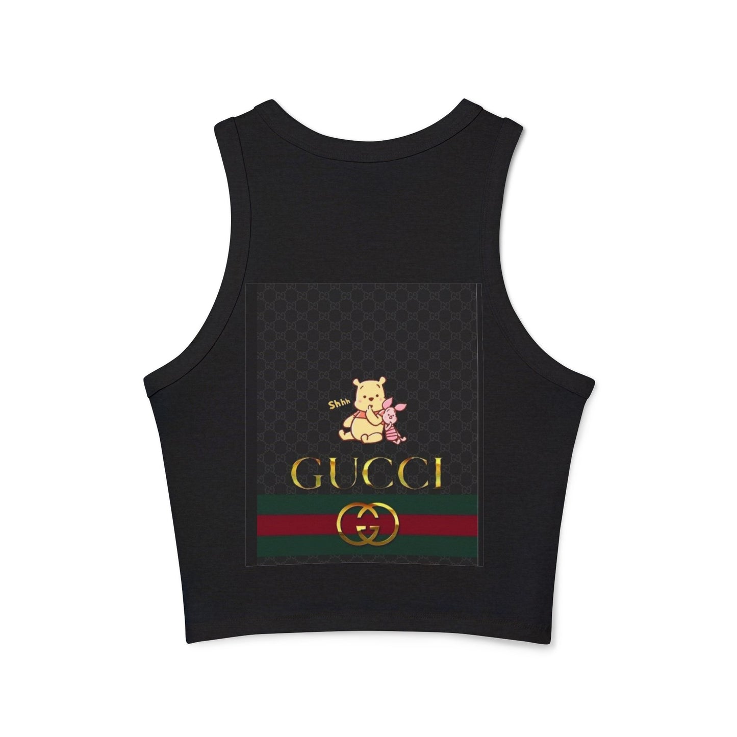 Stylish Women's Micro Rib Racer Tank Top with Gucci-Inspired Design